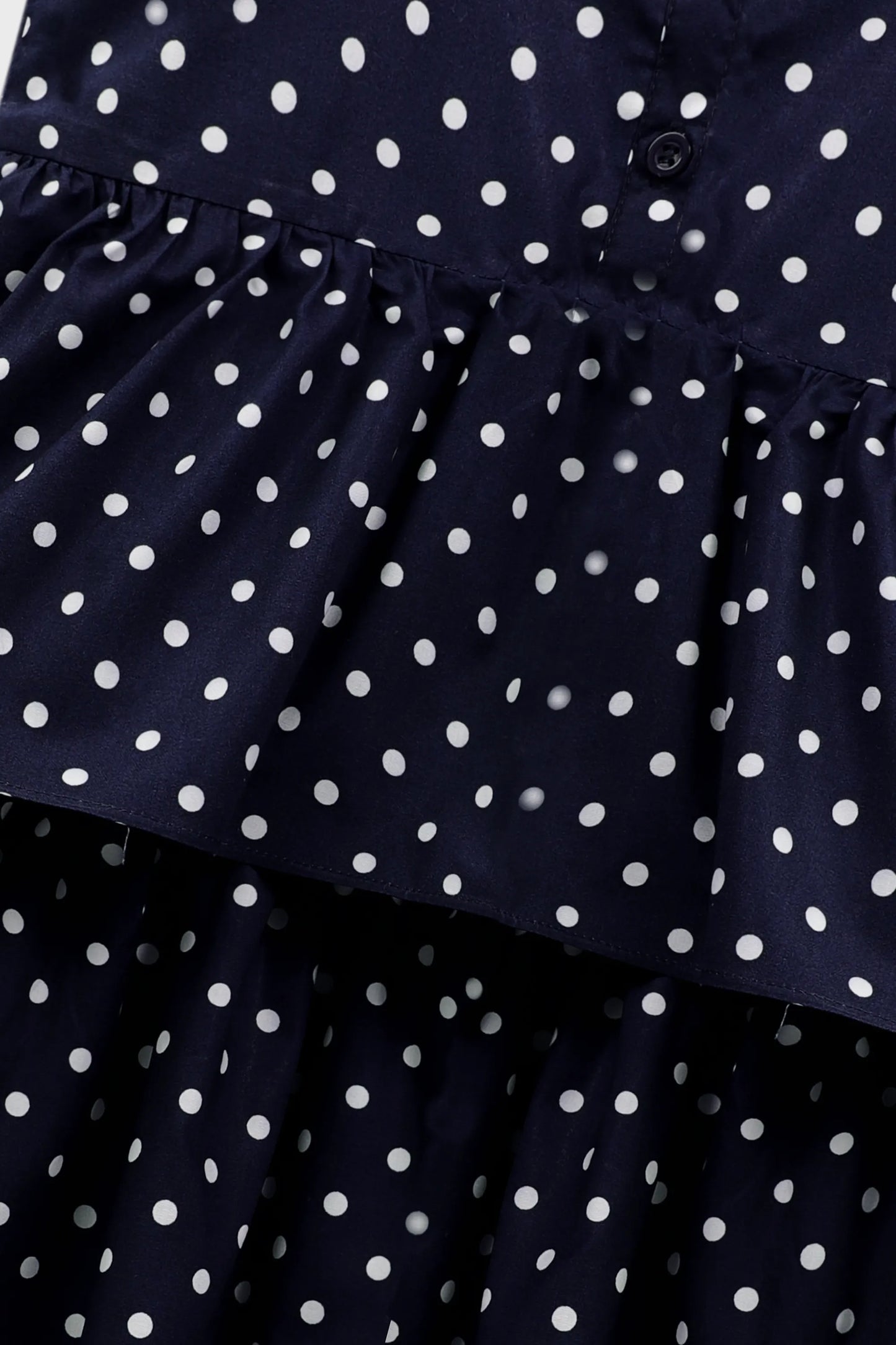 Navy Polka Dot Layered Cotton Dress
