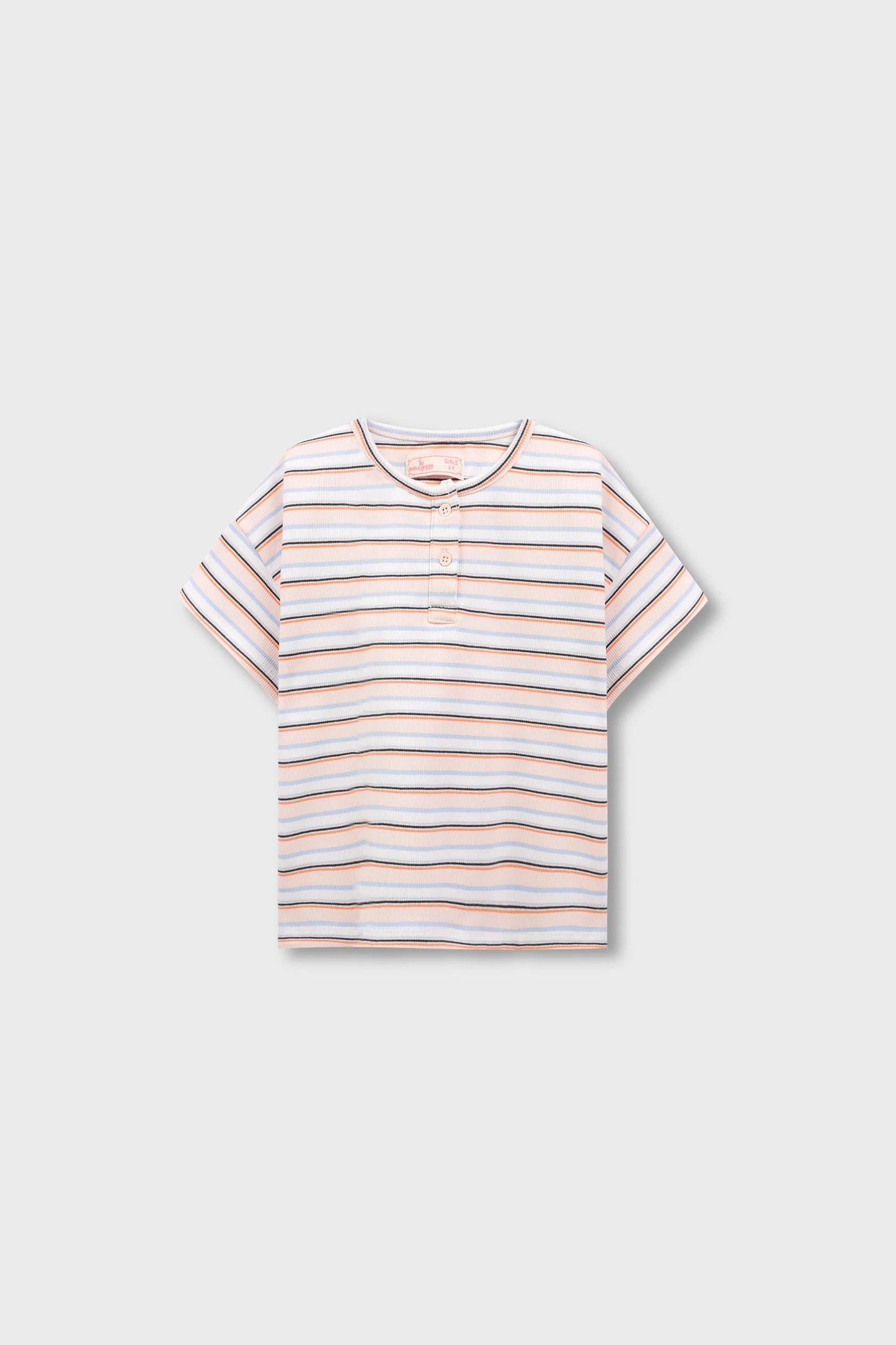 Girls Lycra Striped Henley Tee