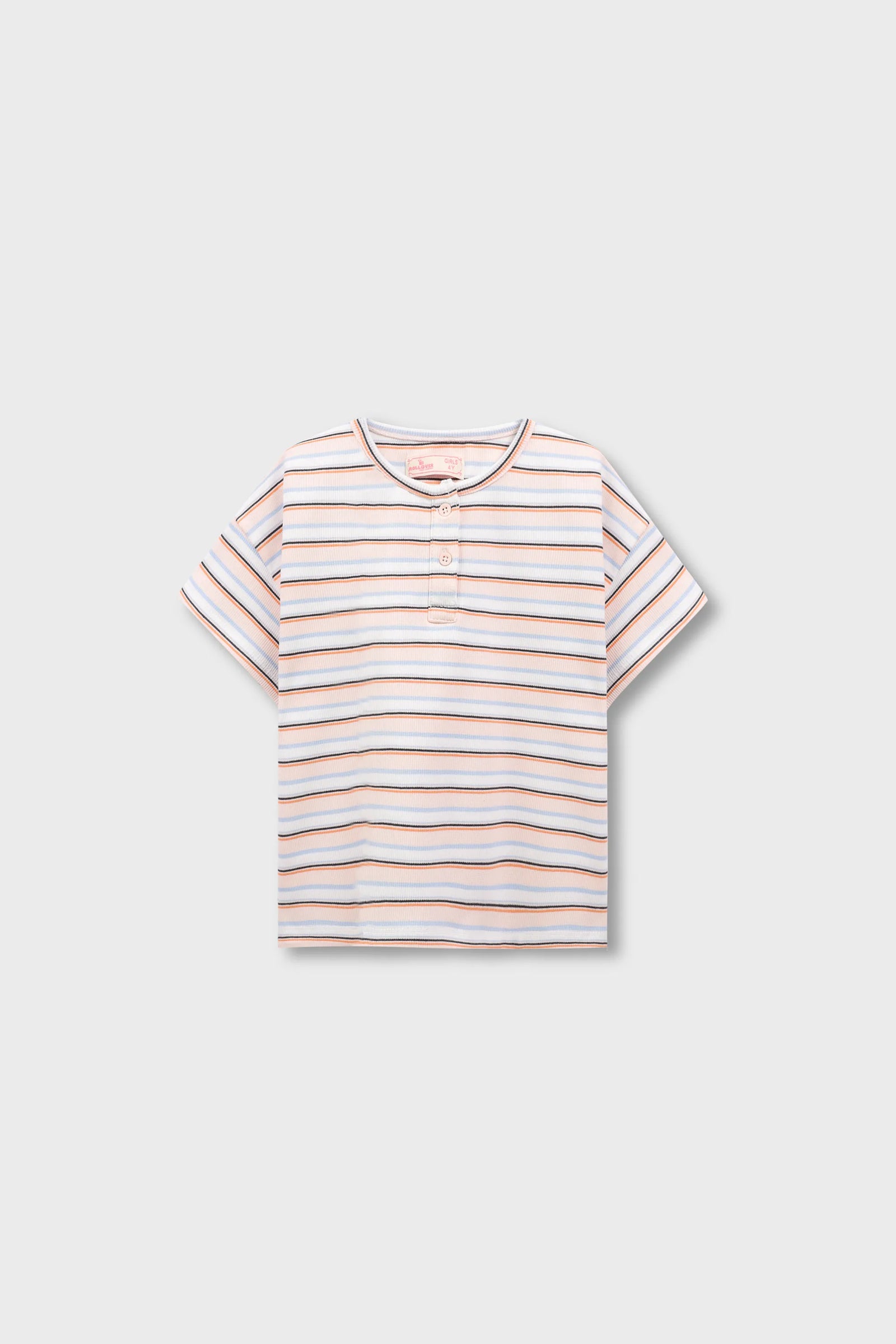 Girls Lycra Striped Henley Tee