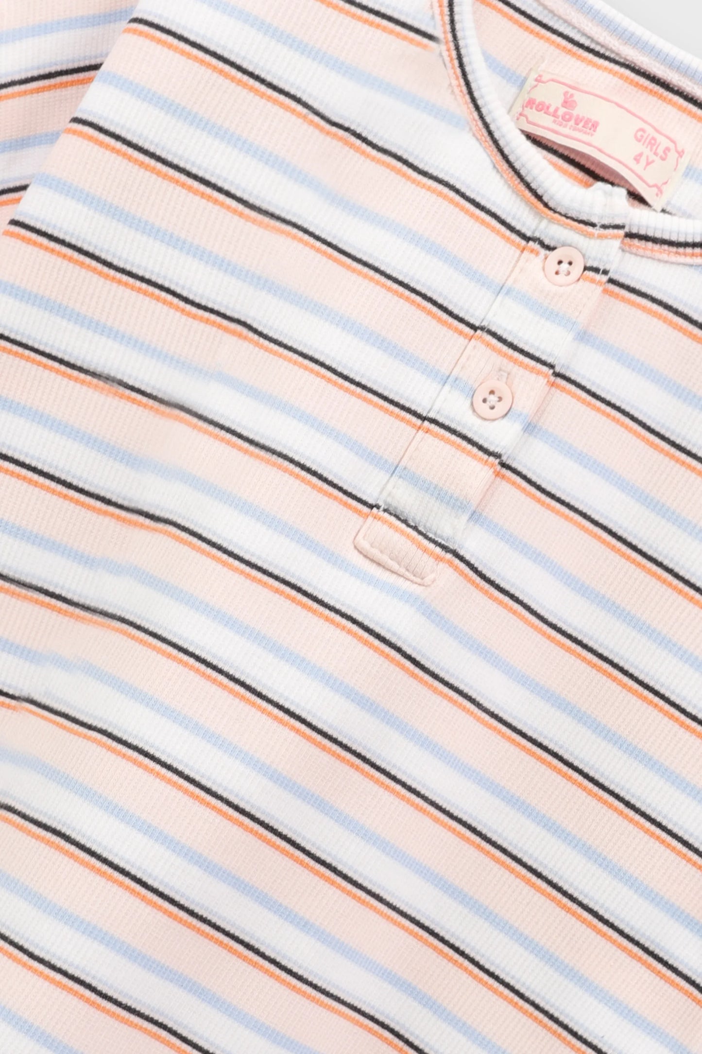 Girls Lycra Striped Henley Tee