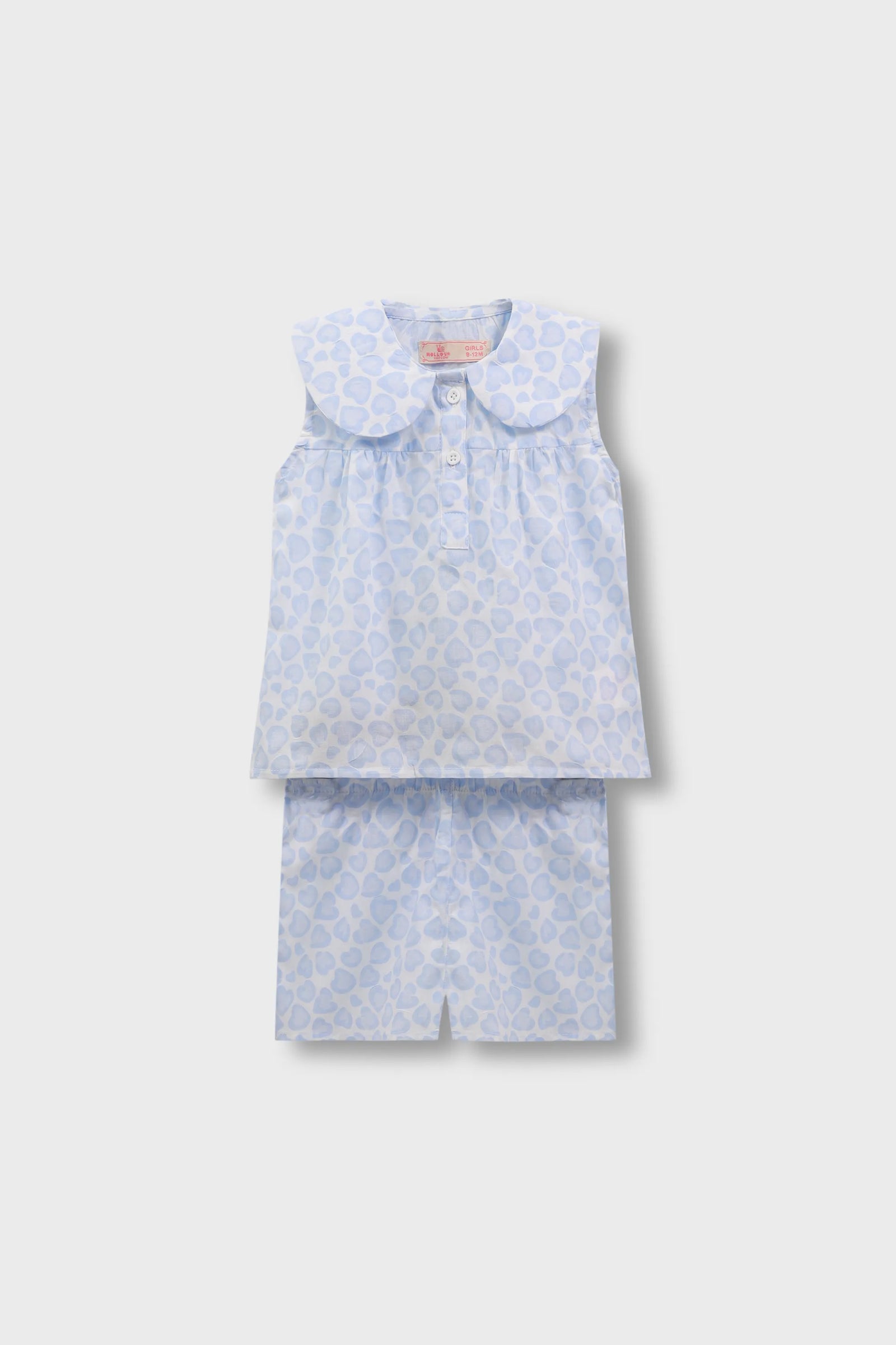 Sky Blue Heart-Print Cotton Dress