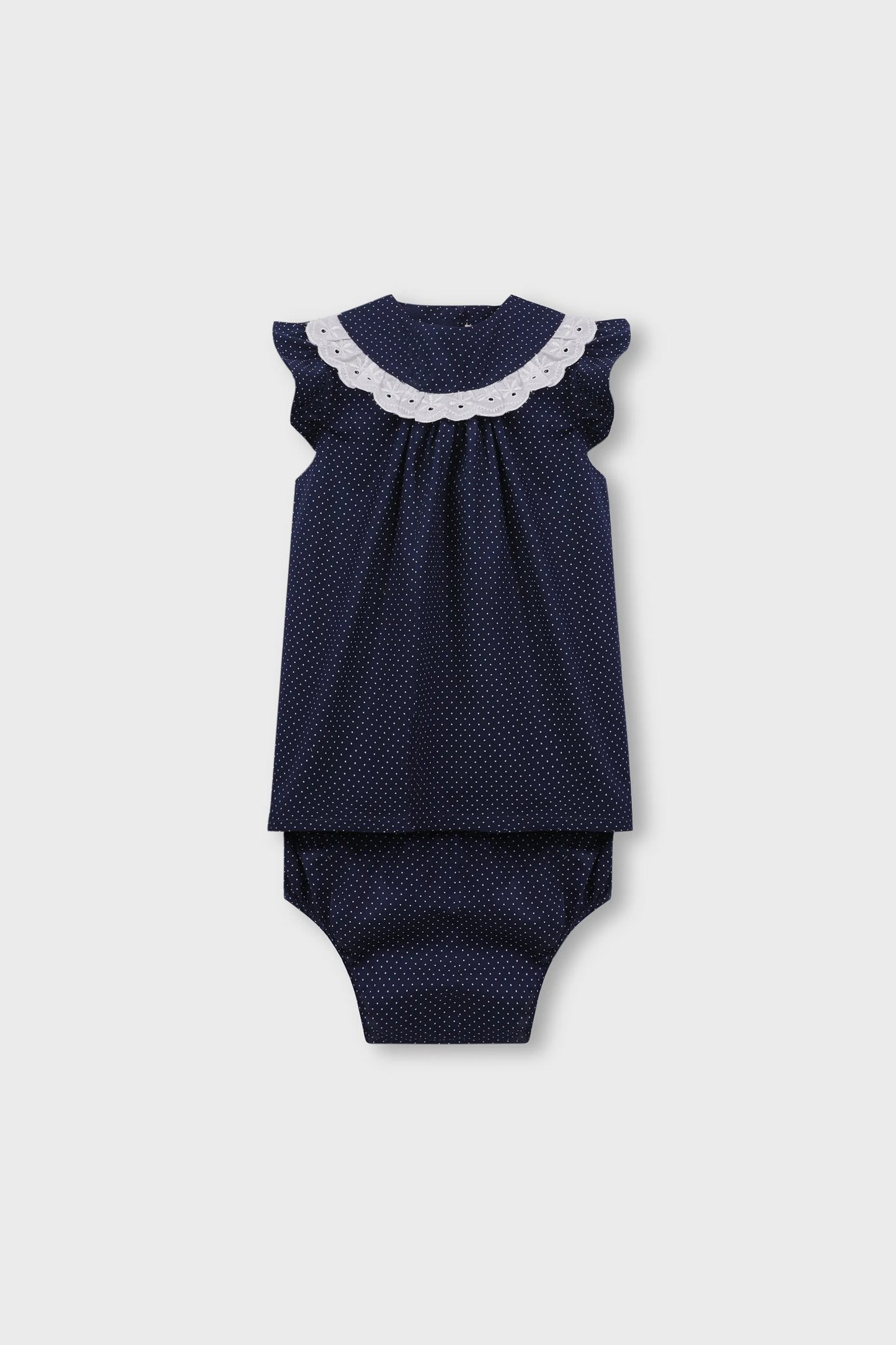 Navy Polka Dot Dress Set