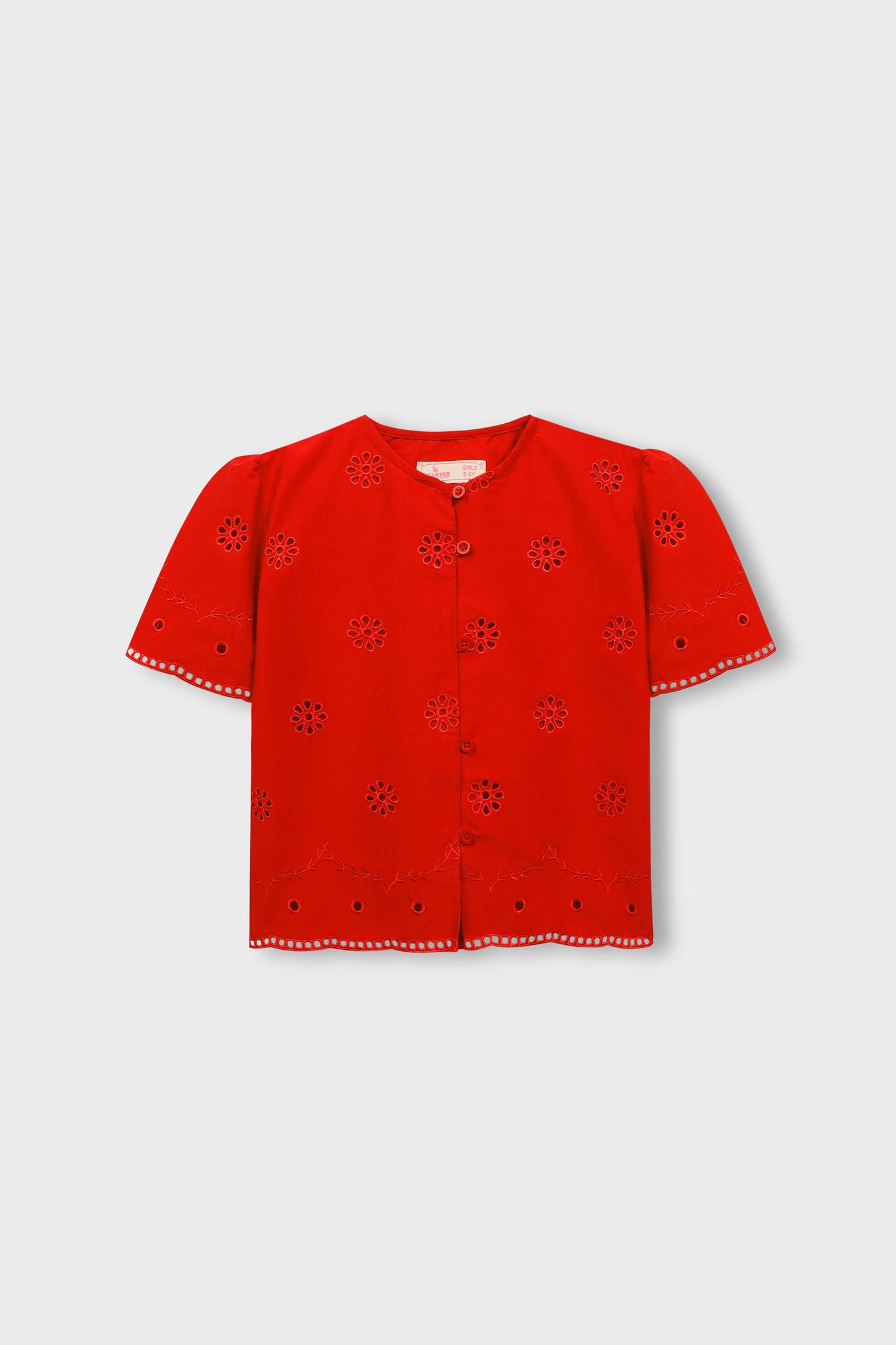 Scarlet Red Cotton Chikankari Top