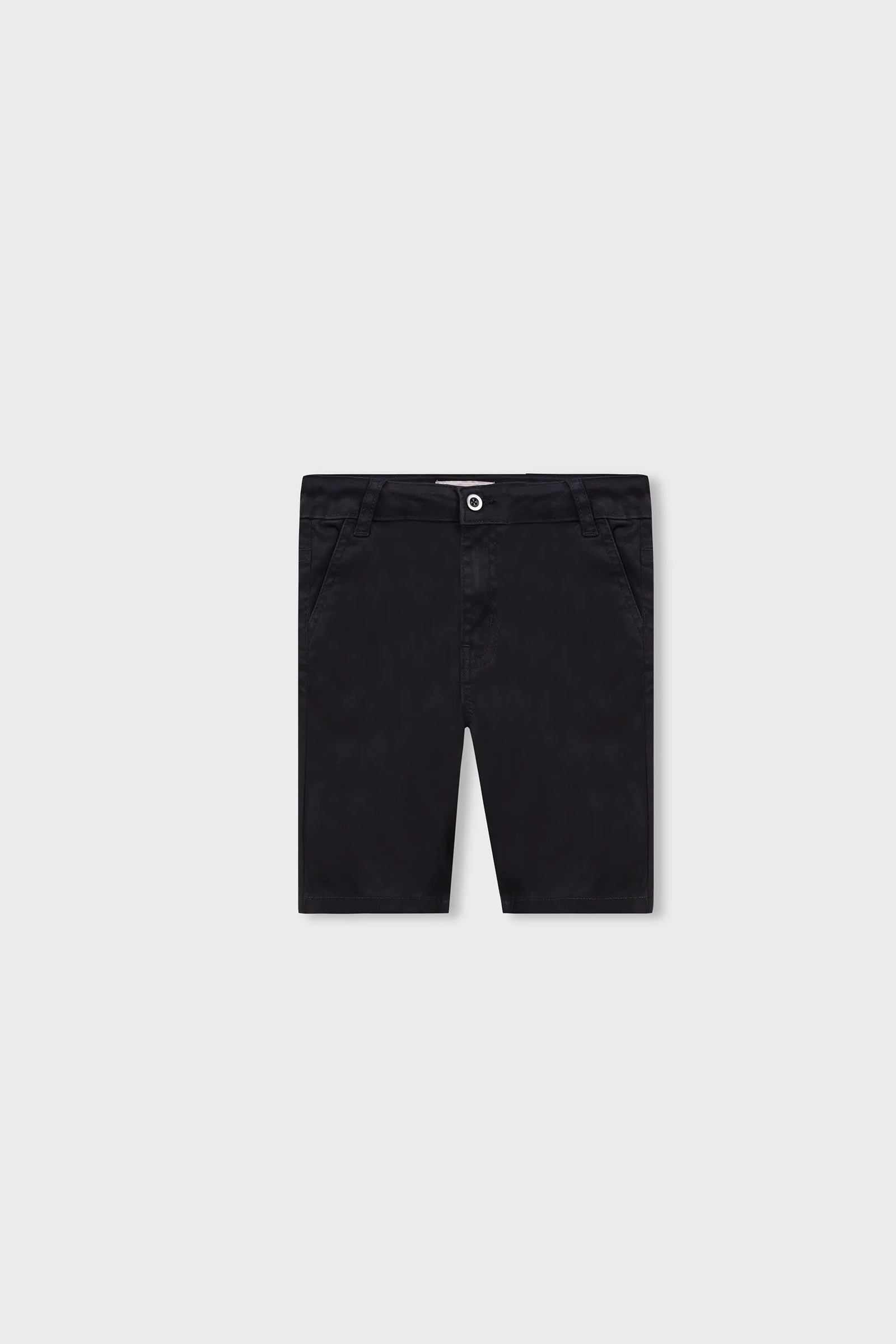 Boys Solid Black Twill Shorts