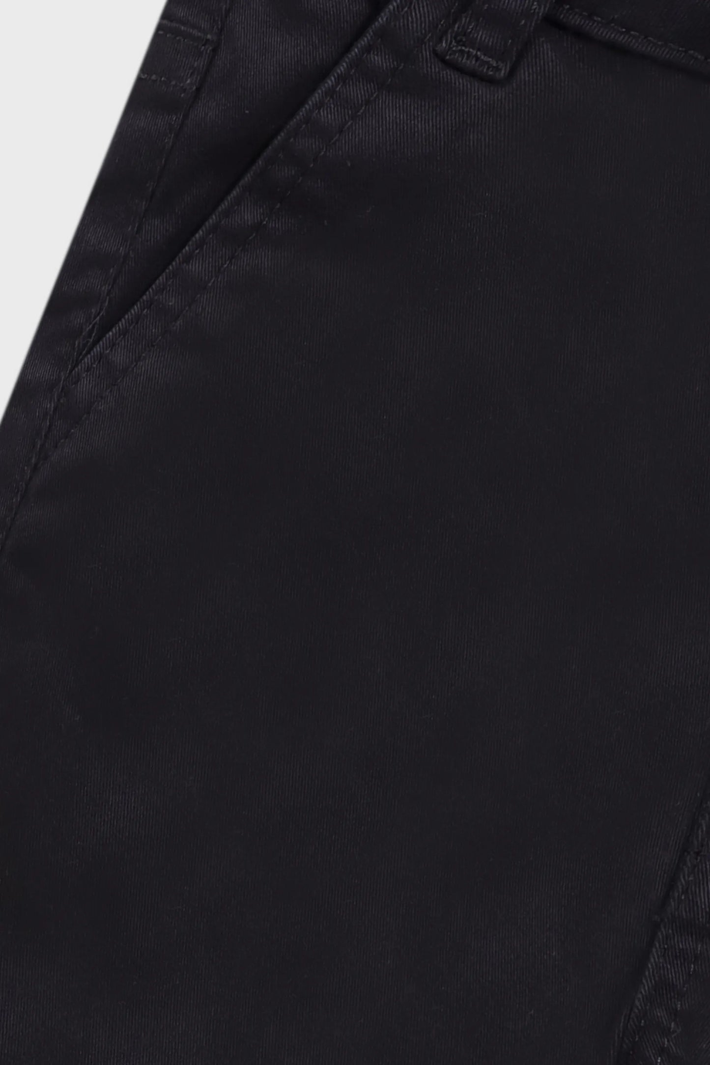 Boys Solid Black Twill Shorts