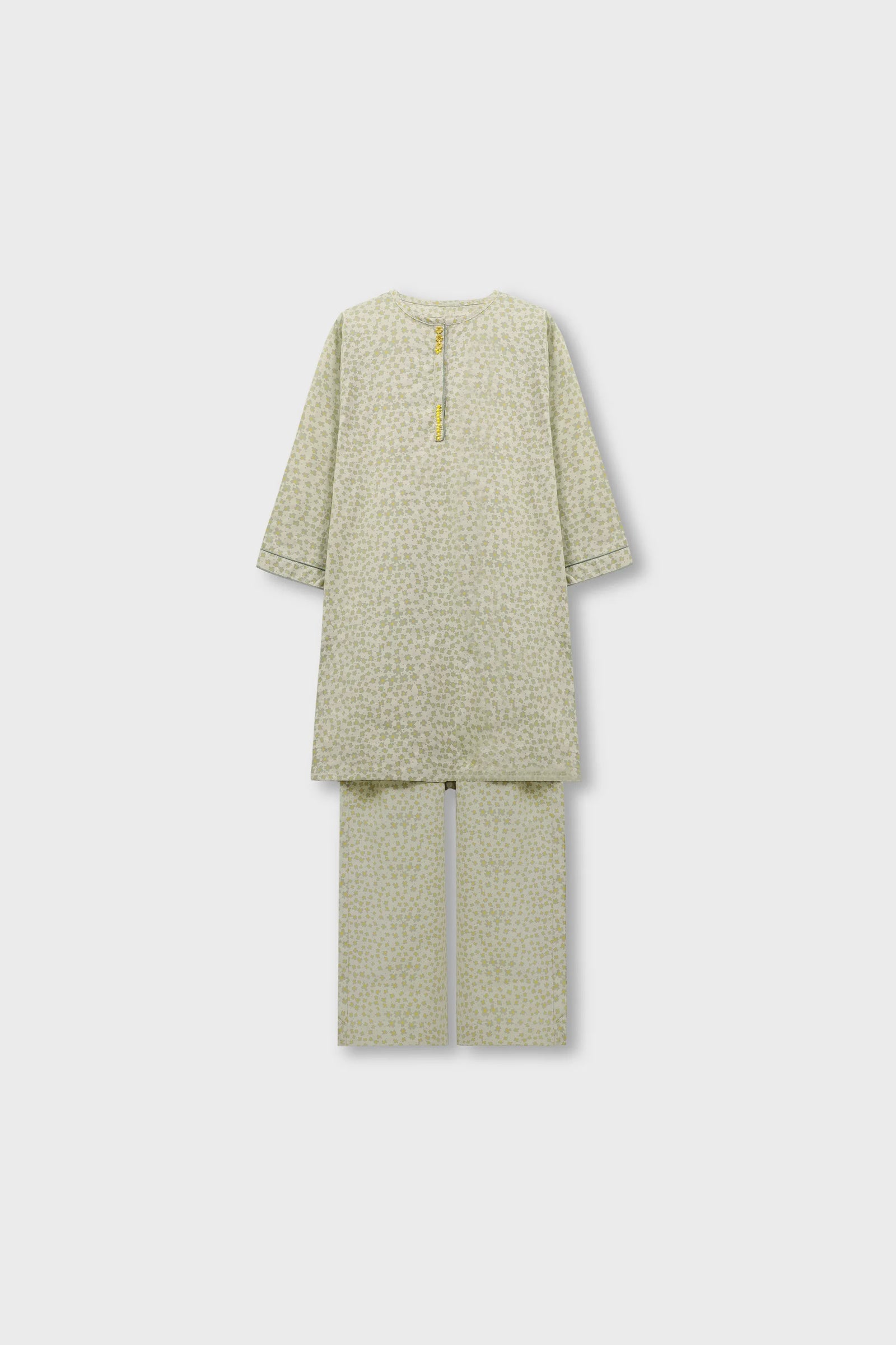 Soft Green Printed Cotton Kurta Set - 2pc