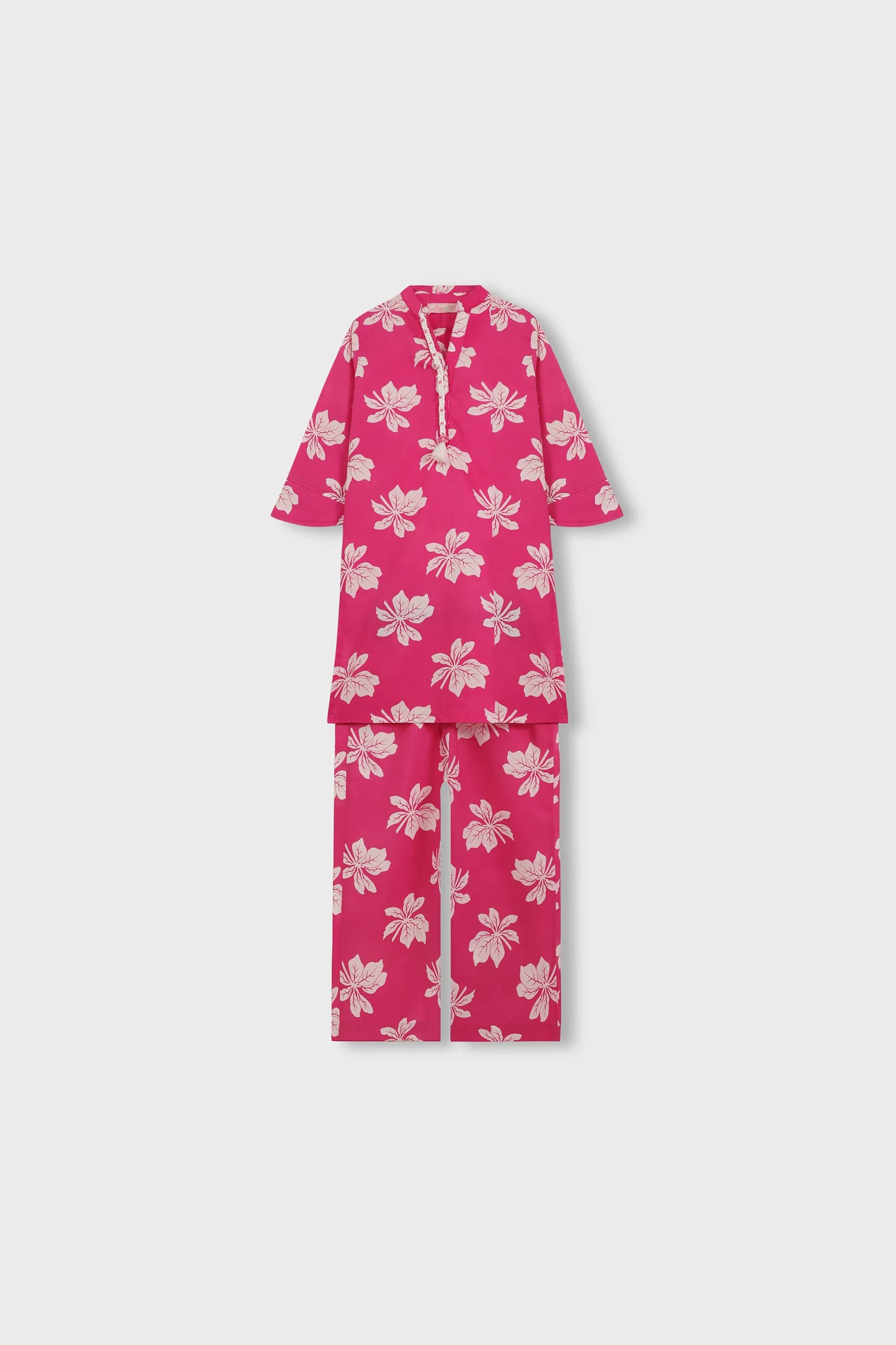 Girls Floral Radiance Pink Kurta Set - 2pc