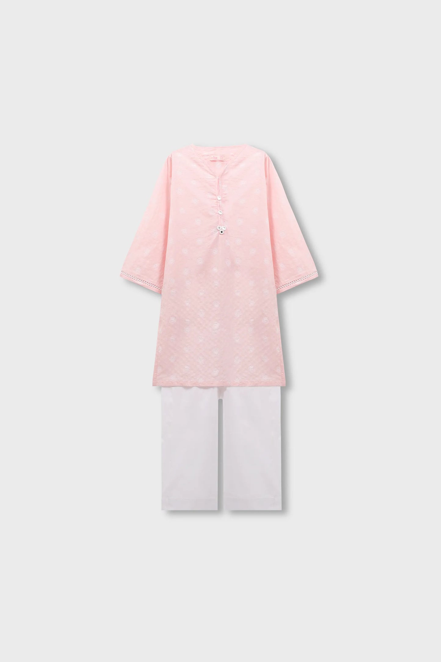 Girls Pink Cotton Kurta Set