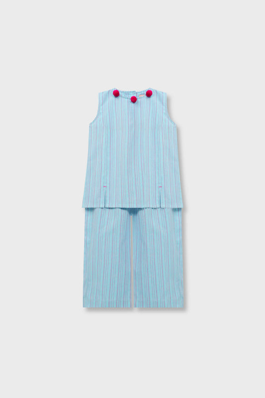Girls Sky Striped Cotton Co-ord Set