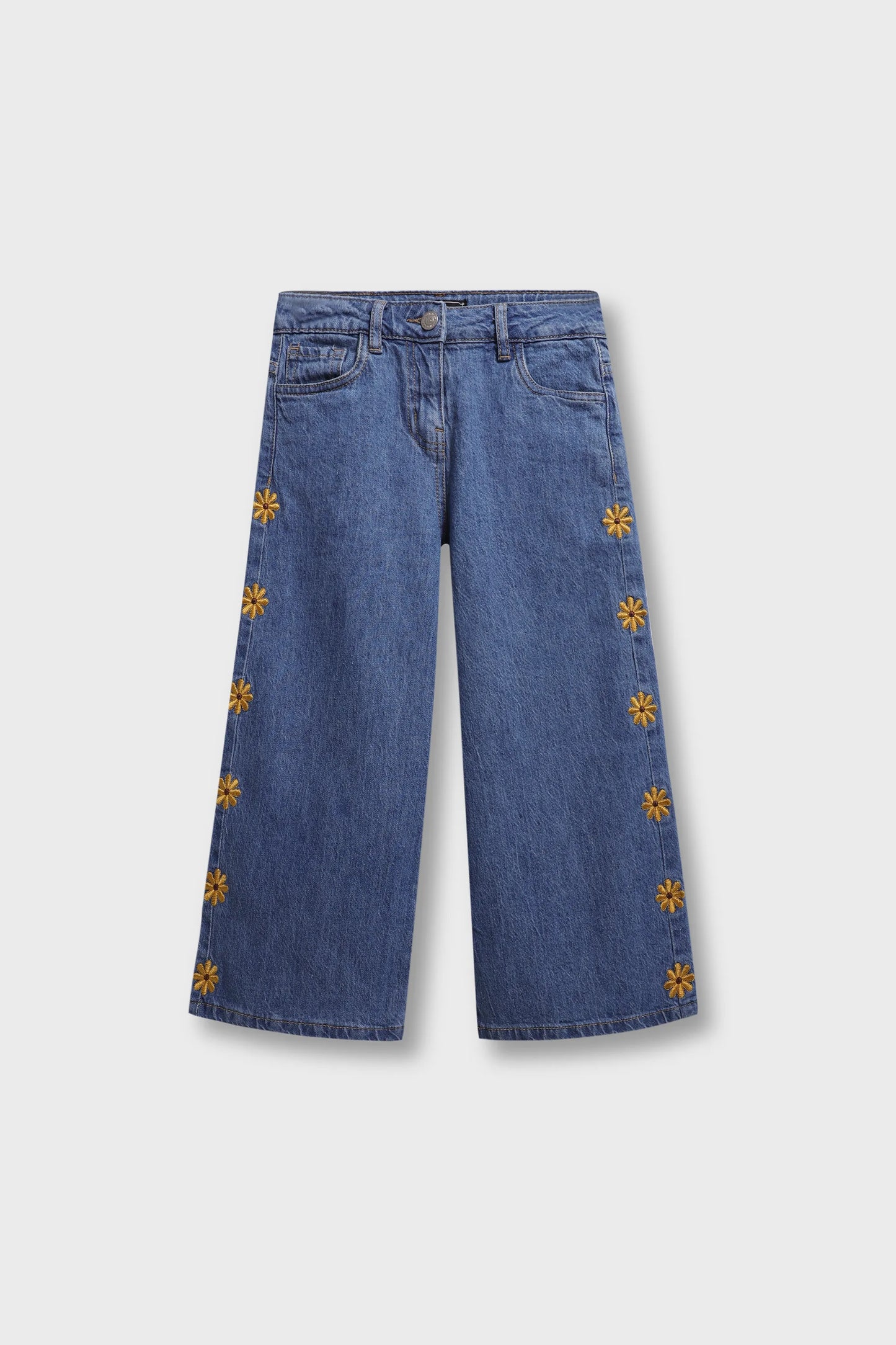 Girls Embroidered Daisy Denim Jeans