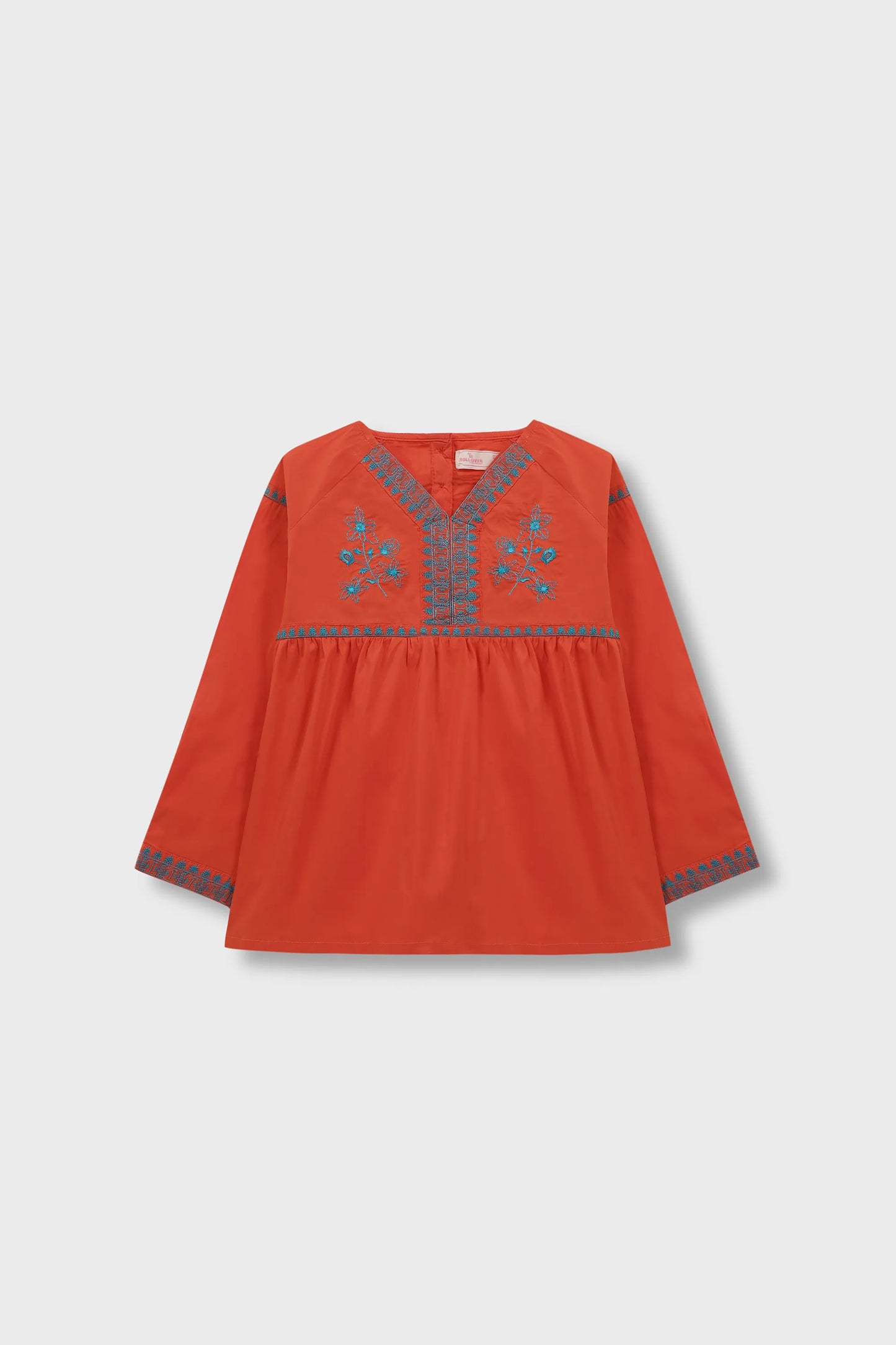 Burnt Orange Embroidered Cotton Top