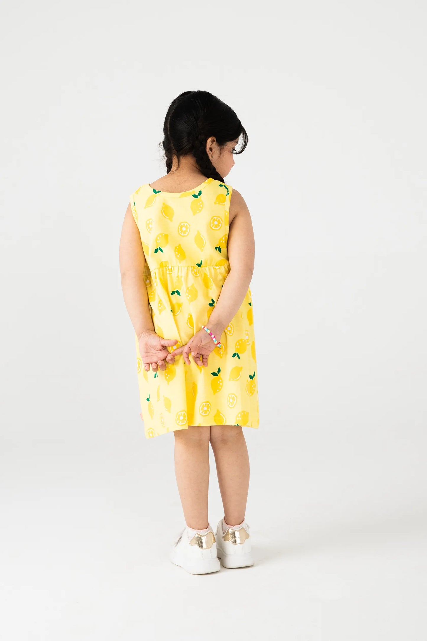 Citrus Lemon Printed Jersey Frock