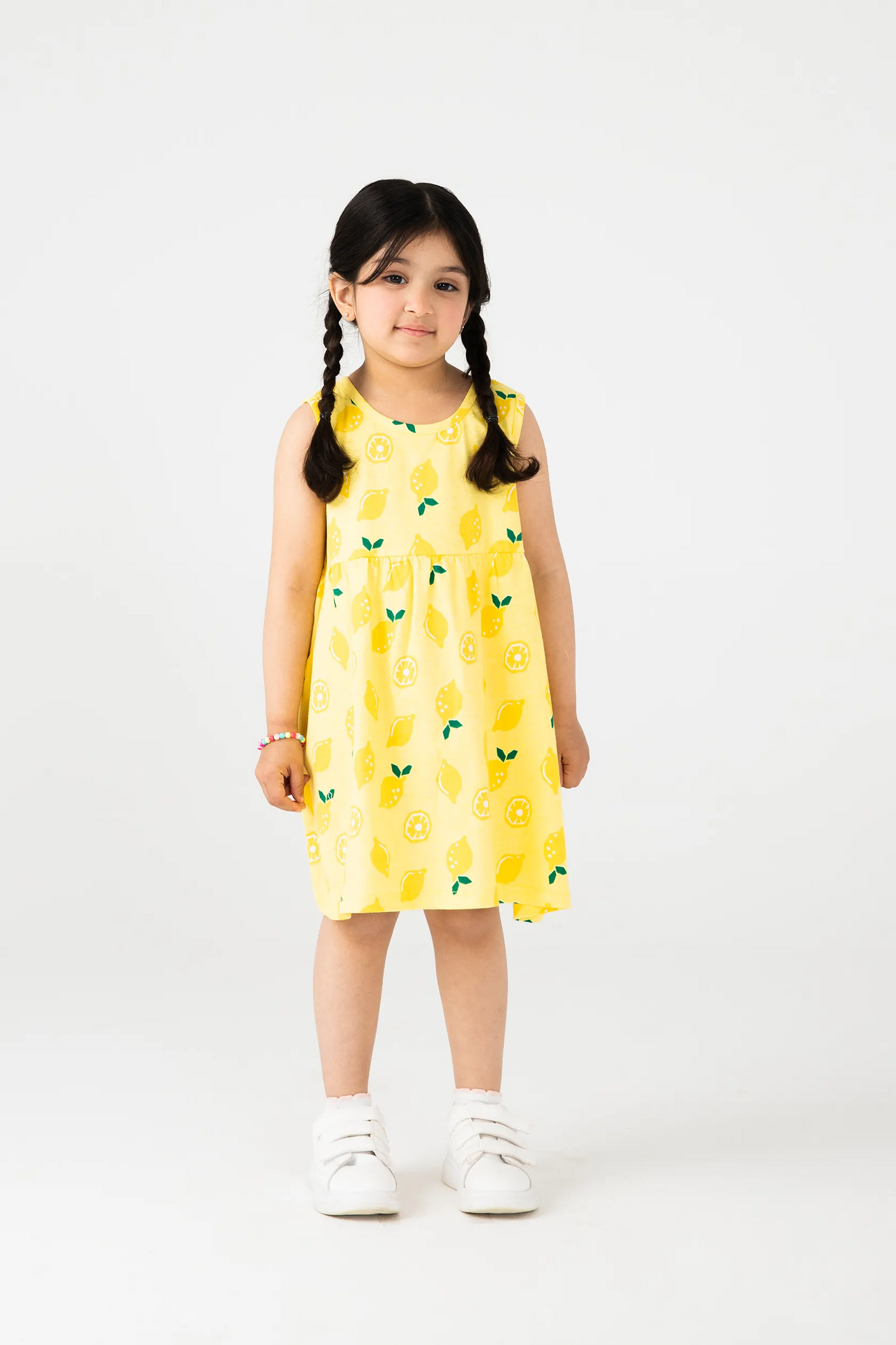 Citrus Lemon Printed Jersey Frock