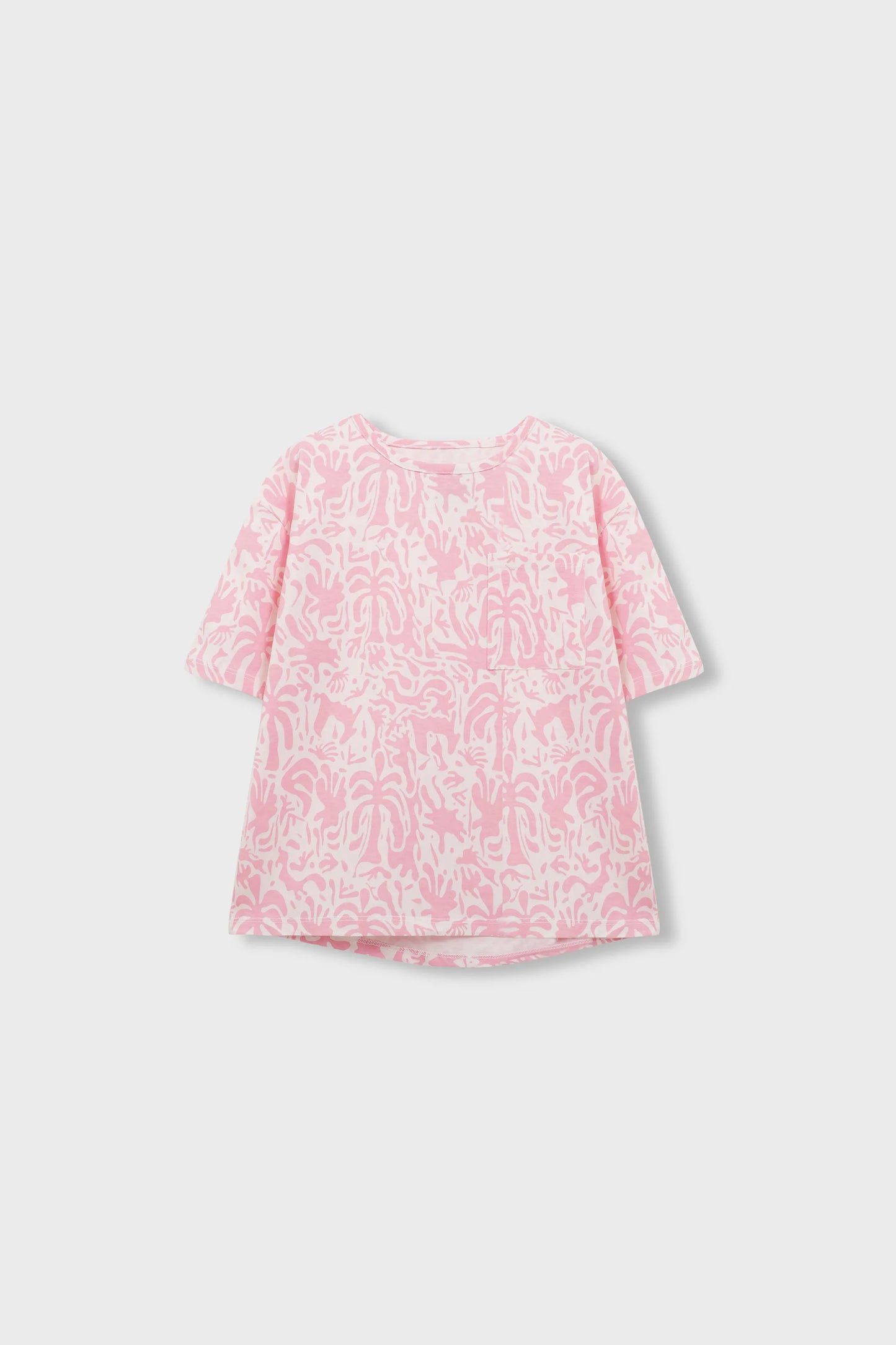 Girls Pink Printed Boxy Tee