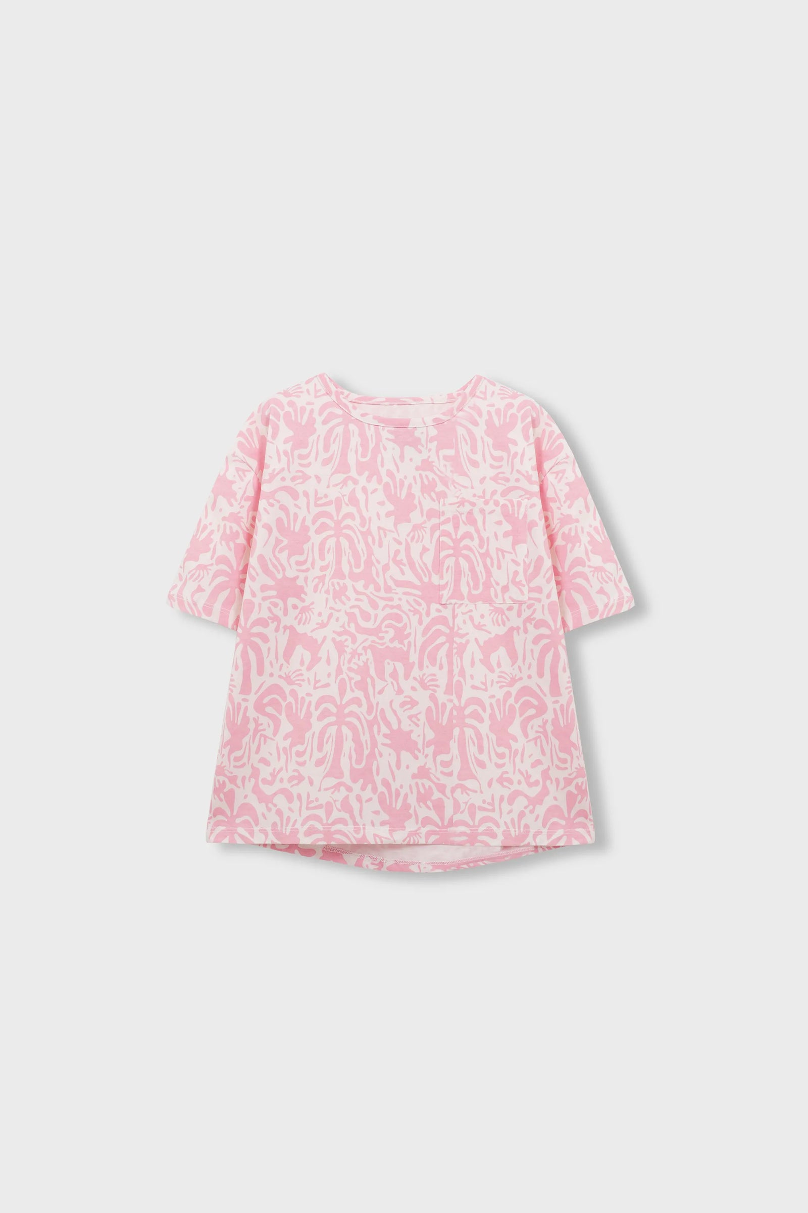 Girls Pink Printed Boxy Tee