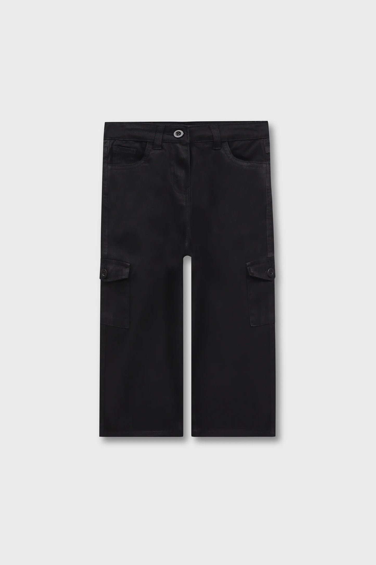 Girls Trending Black Wide-Leg Twill Pants