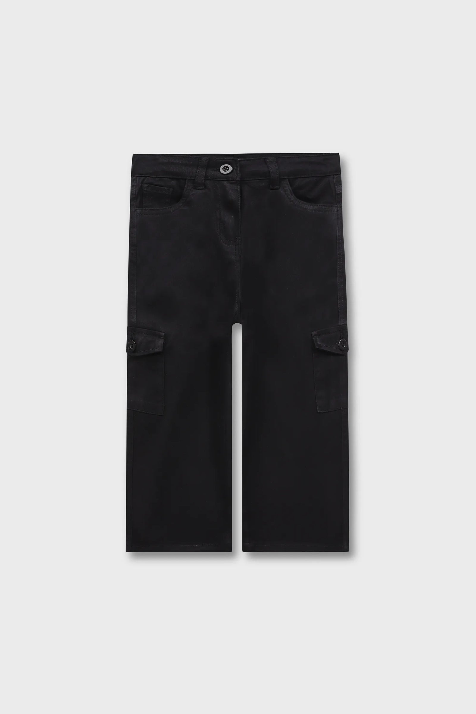 Girls Trending Black Wide-Leg Twill Pants