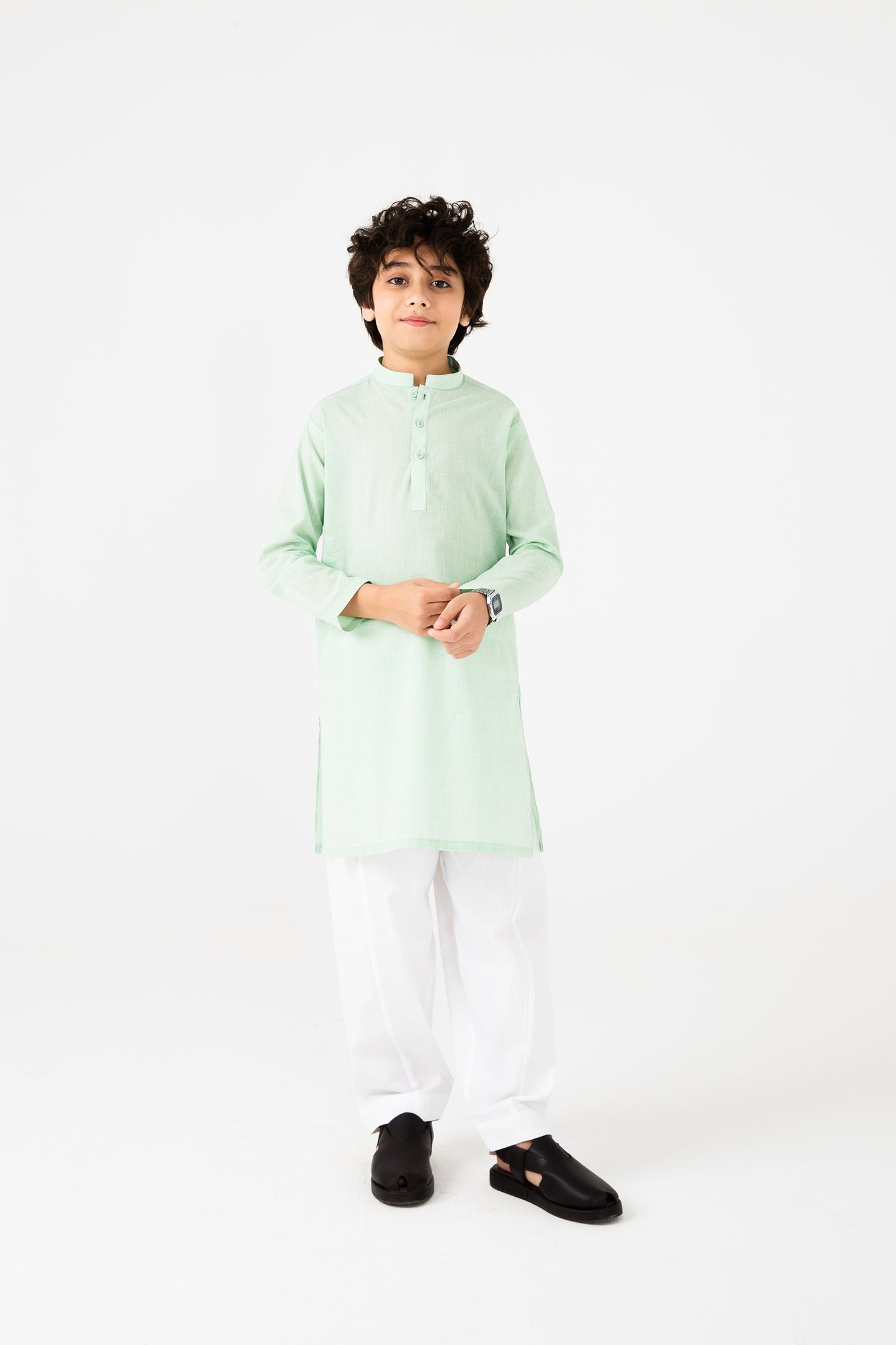 Boys Pistachio Green Cotton Kurta