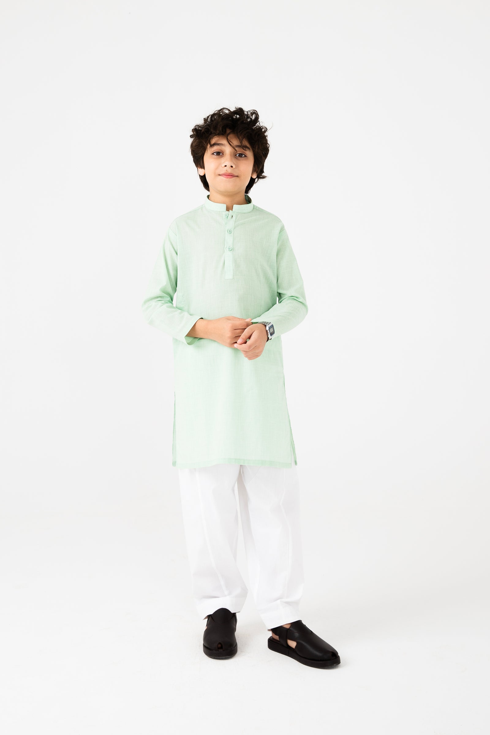 Boys Pistachio Green Cotton Kurta