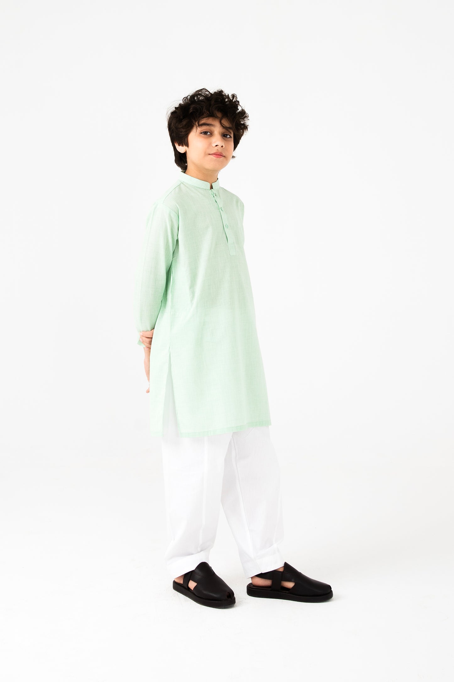 Boys Pistachio Green Cotton Kurta