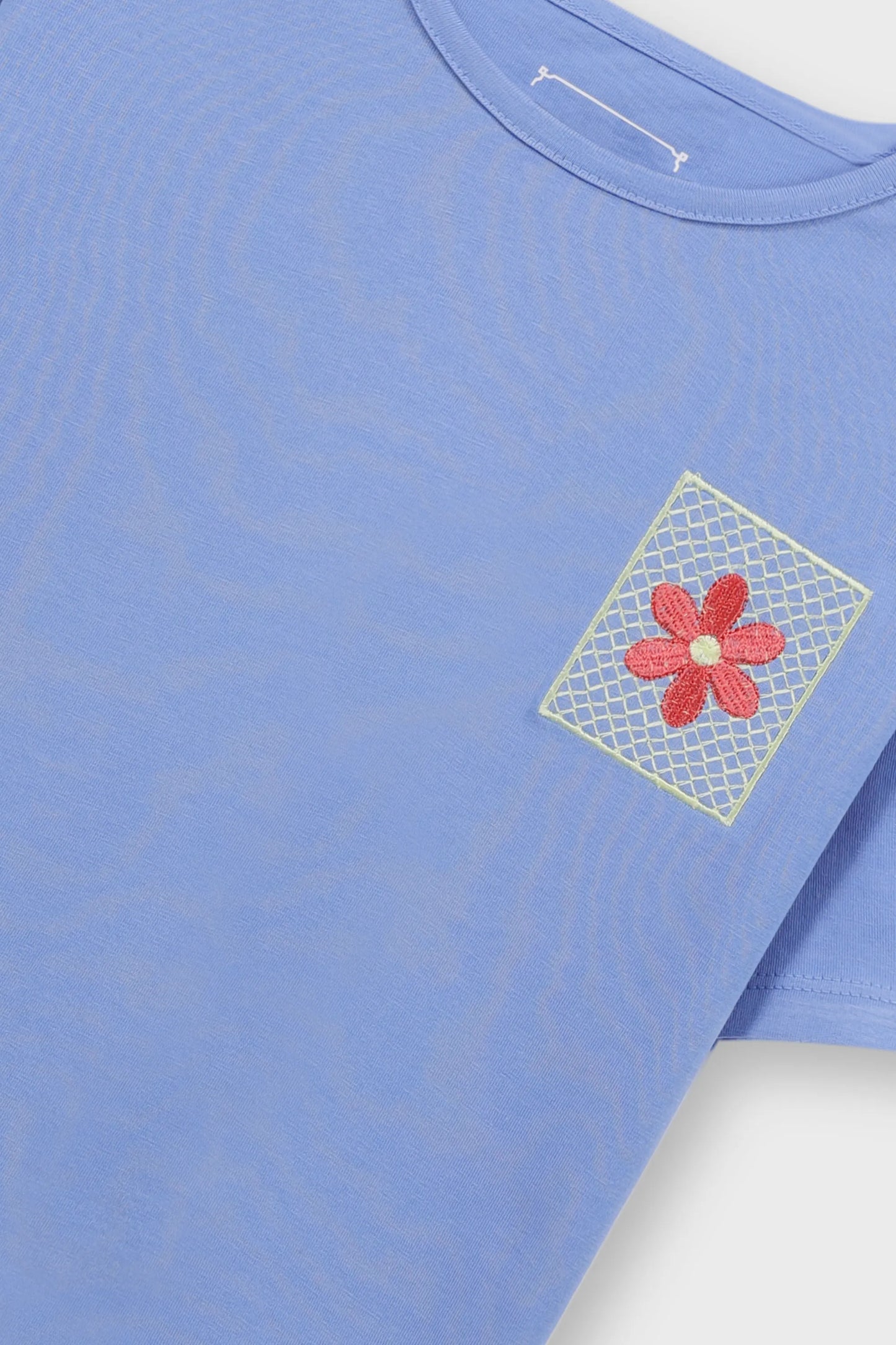 Girls Blue Embroidered Drop Tee