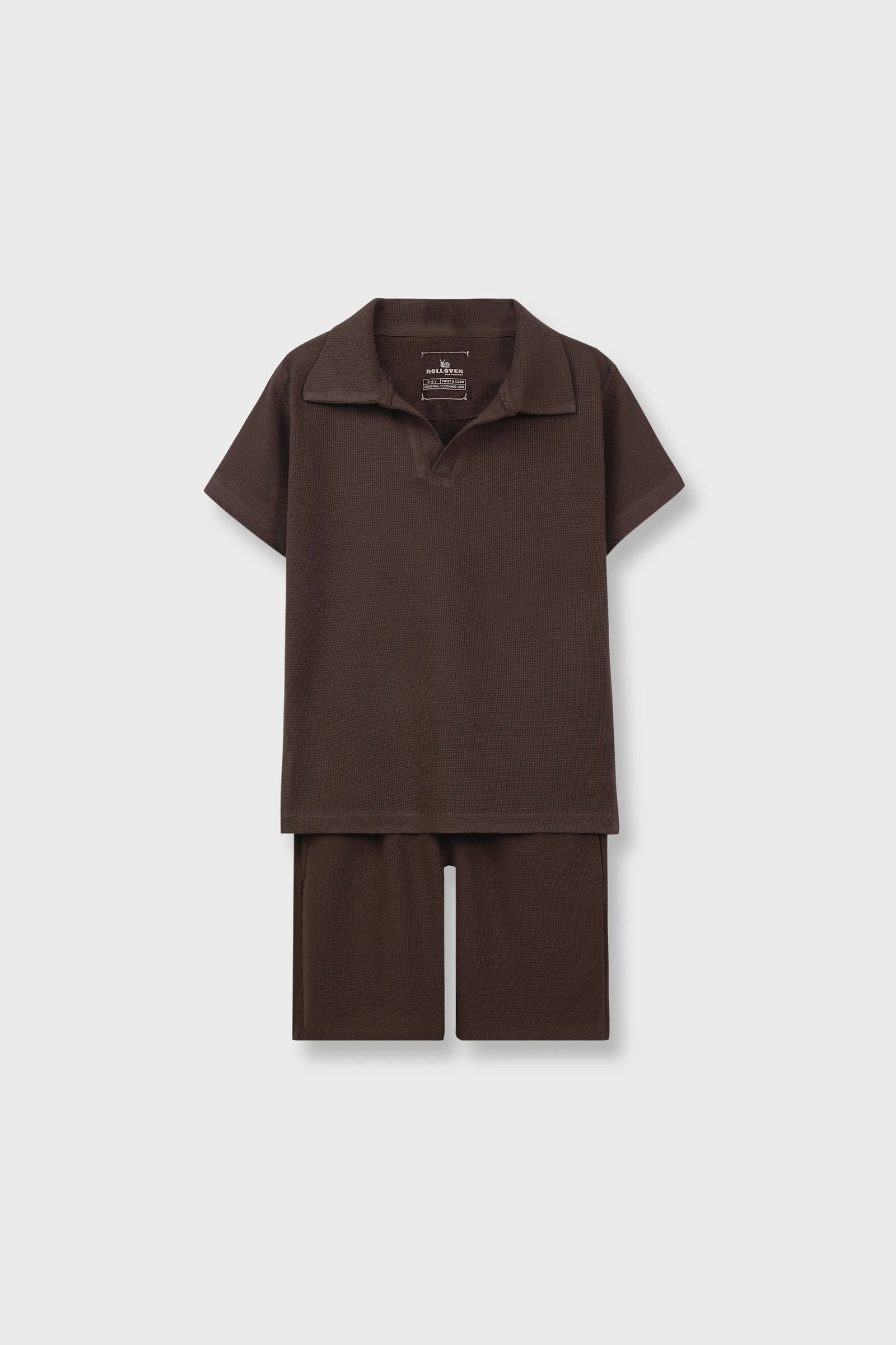 Boys Waffle Brown Polo Co-ord Set