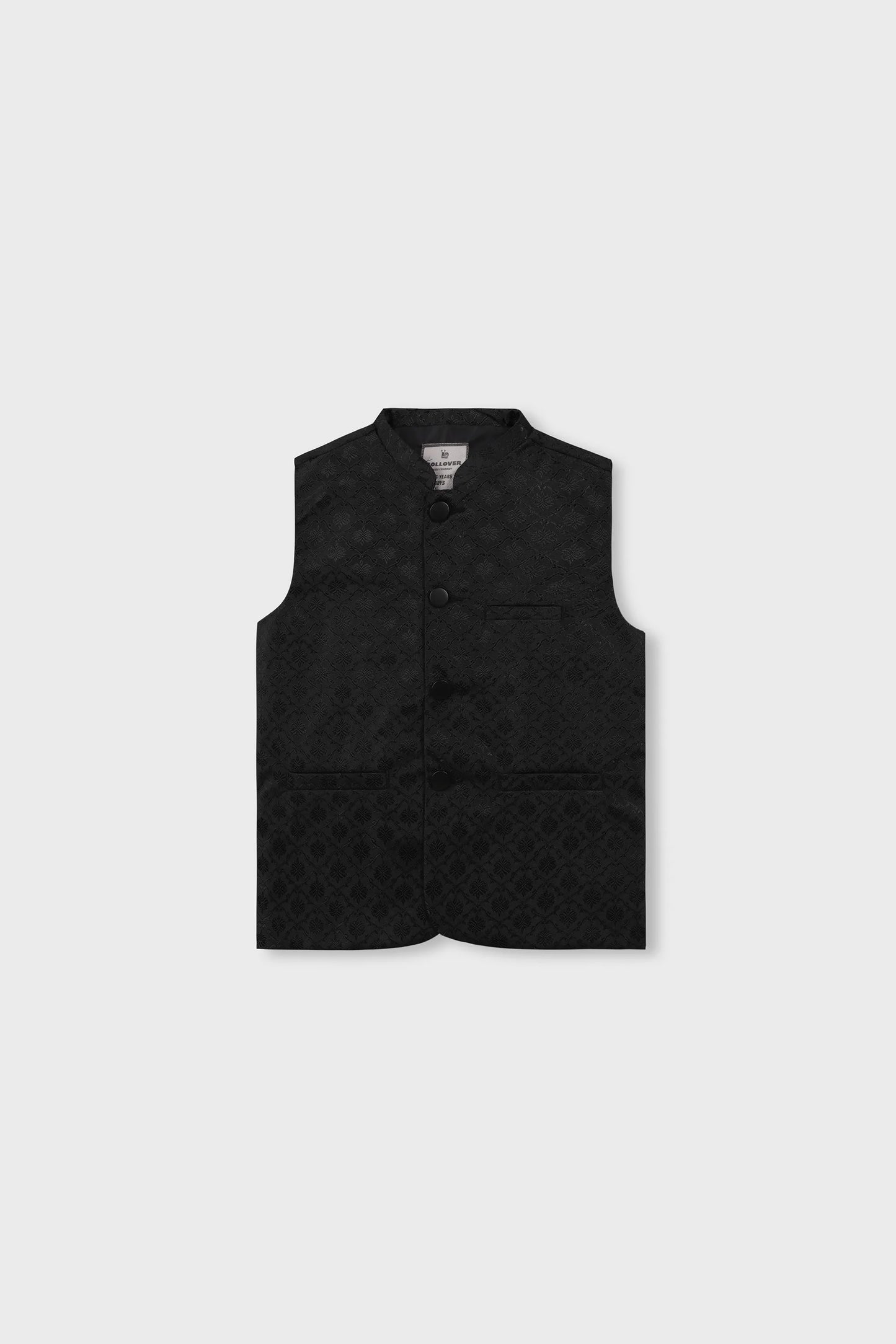 Classic Black Boys Jamawar Waistcoat