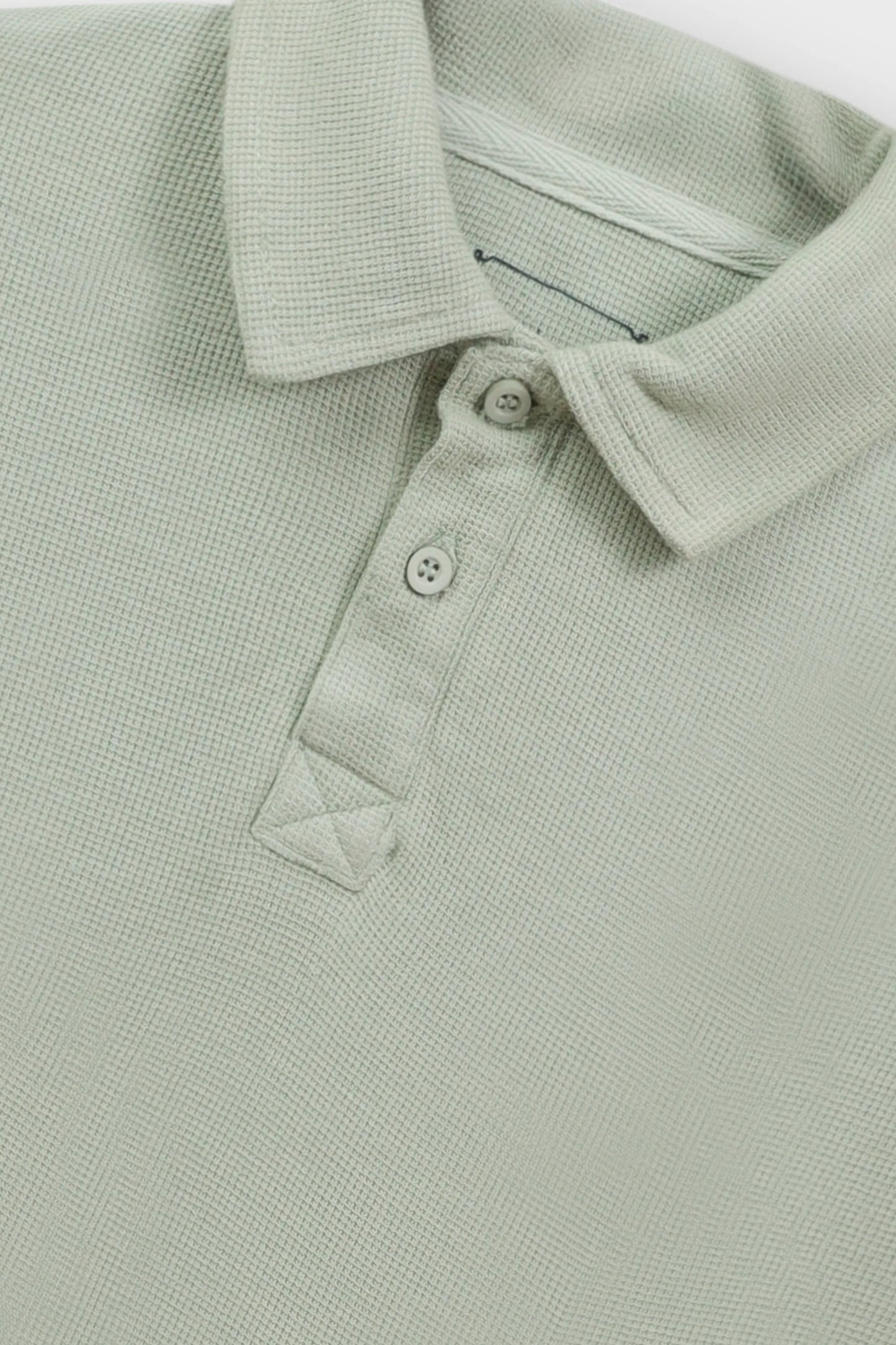 Sage Green Waffle Relaxed Polo