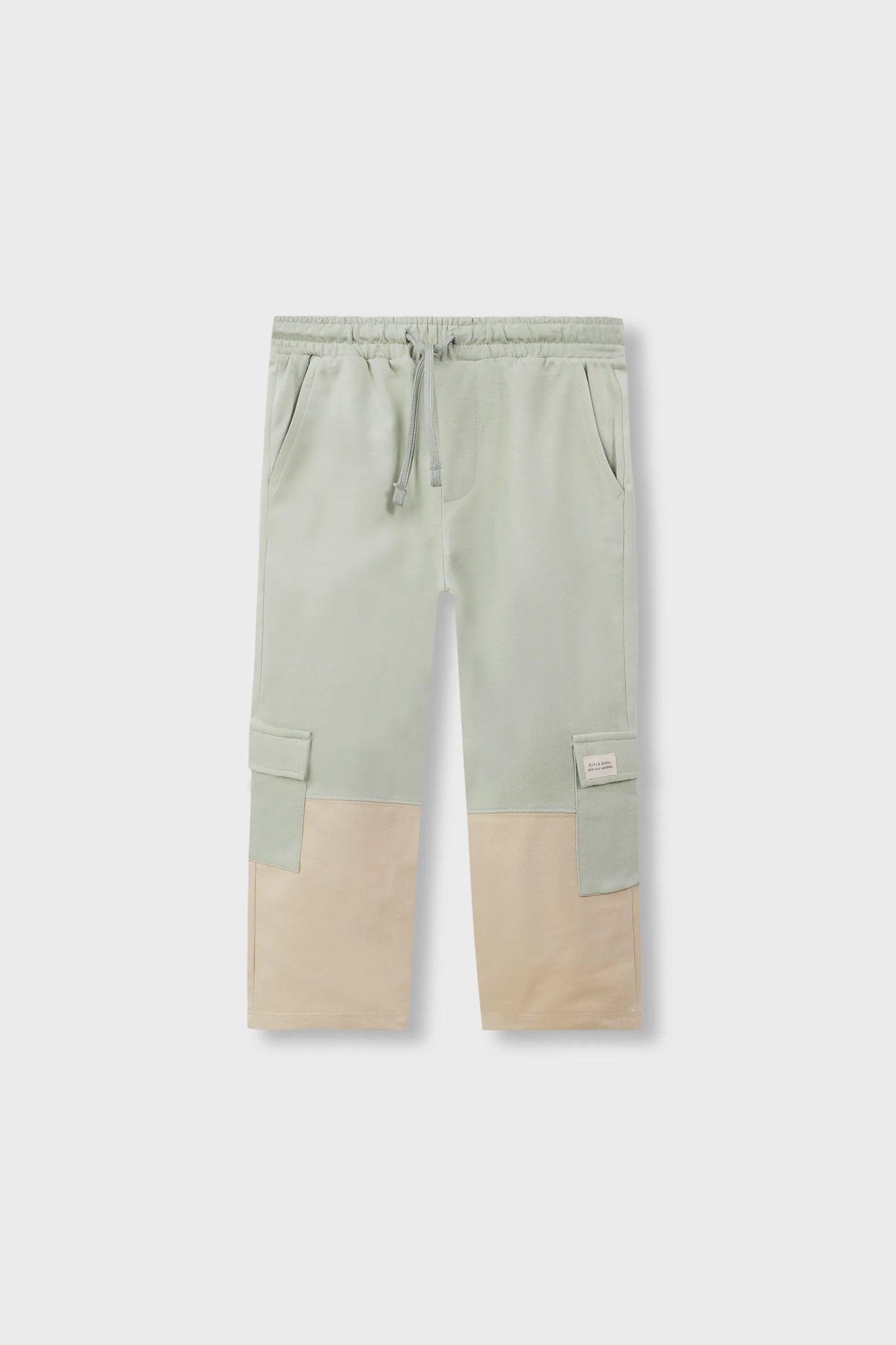 Boys Sage Green Cargo Patch Trousers