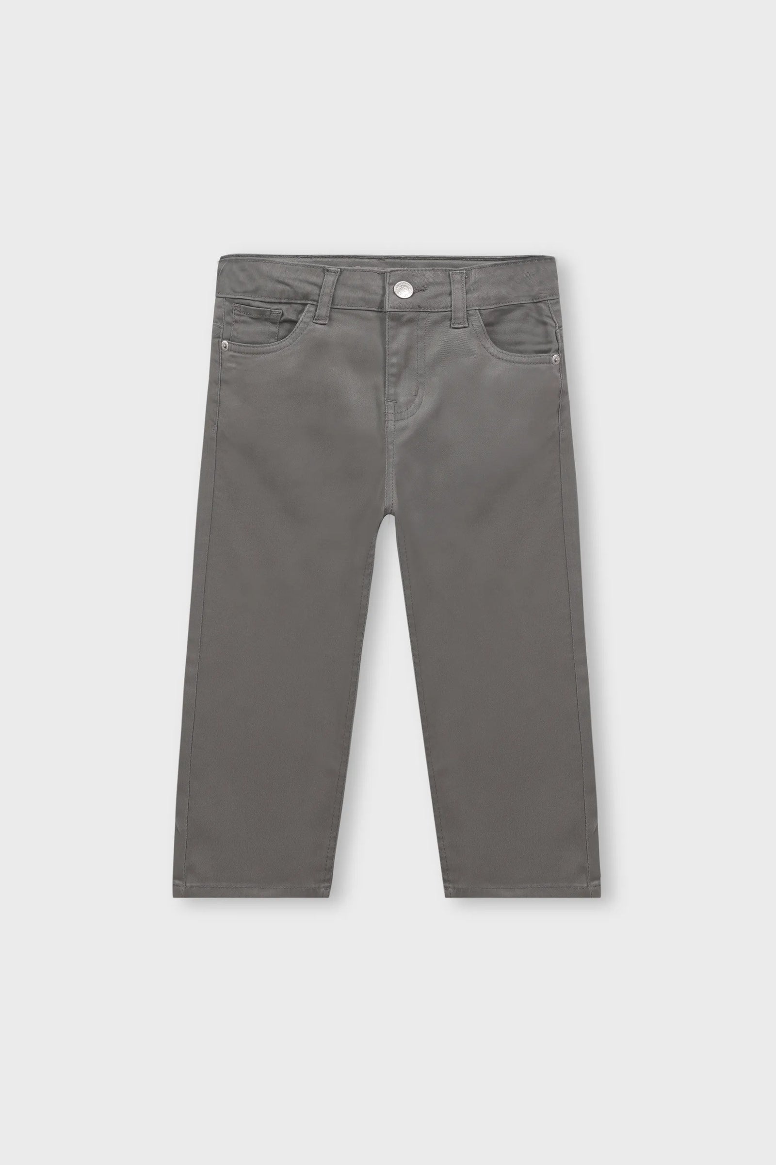 Boys' Grey Straight Fit Twill Pants
