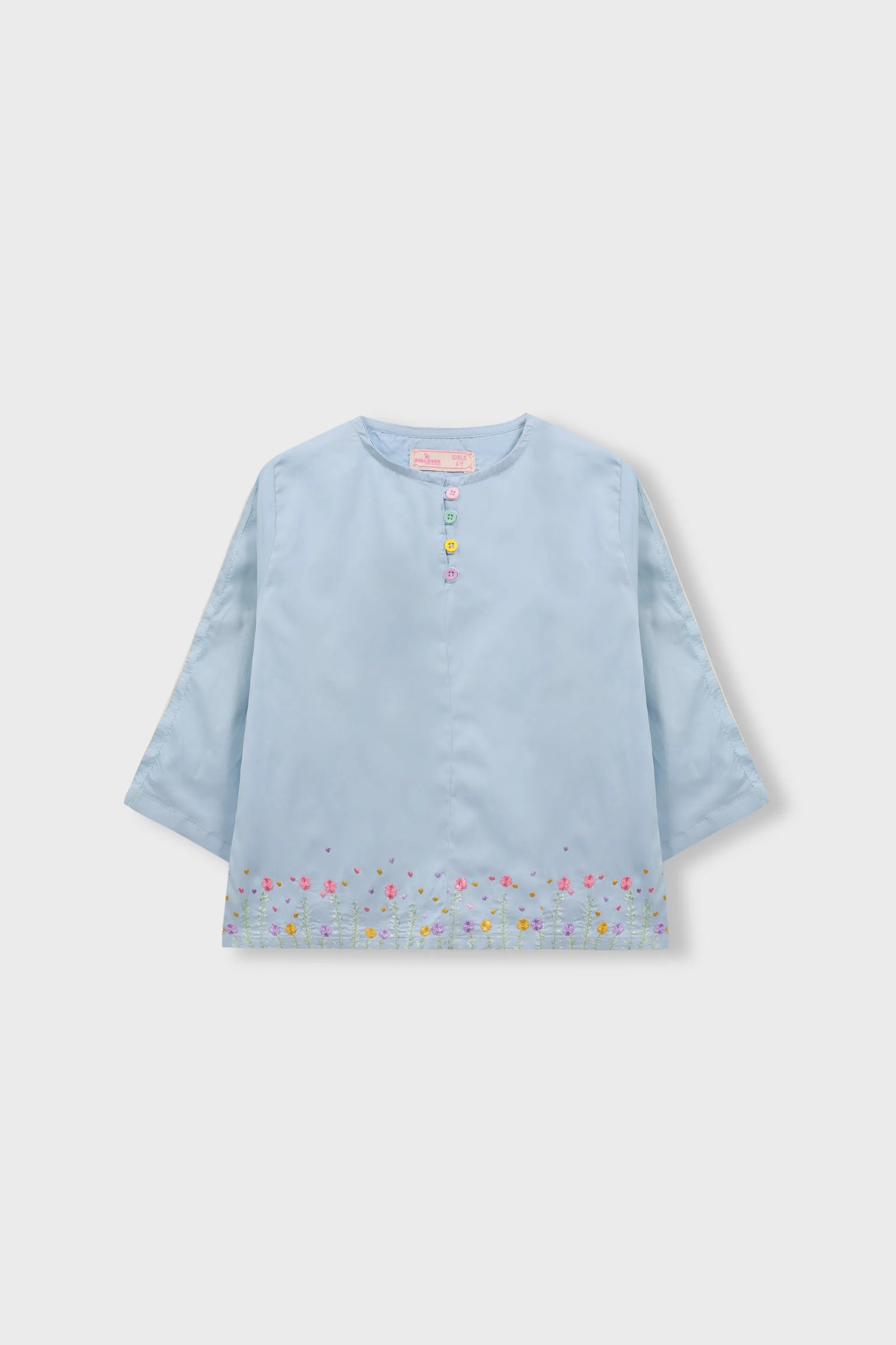 Sky Blossom Embroidered Top