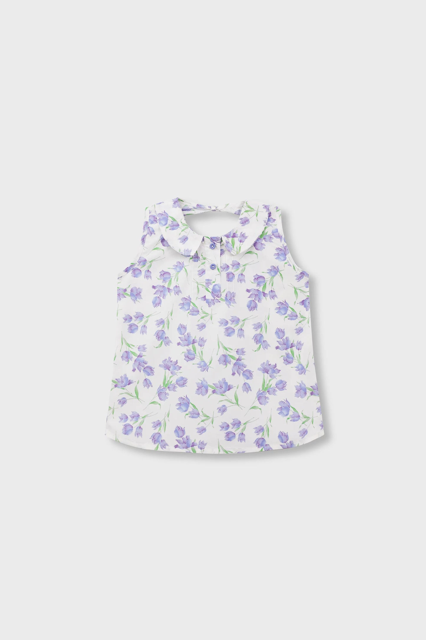 Floral Pintuck Sleeveless Cotton Top
