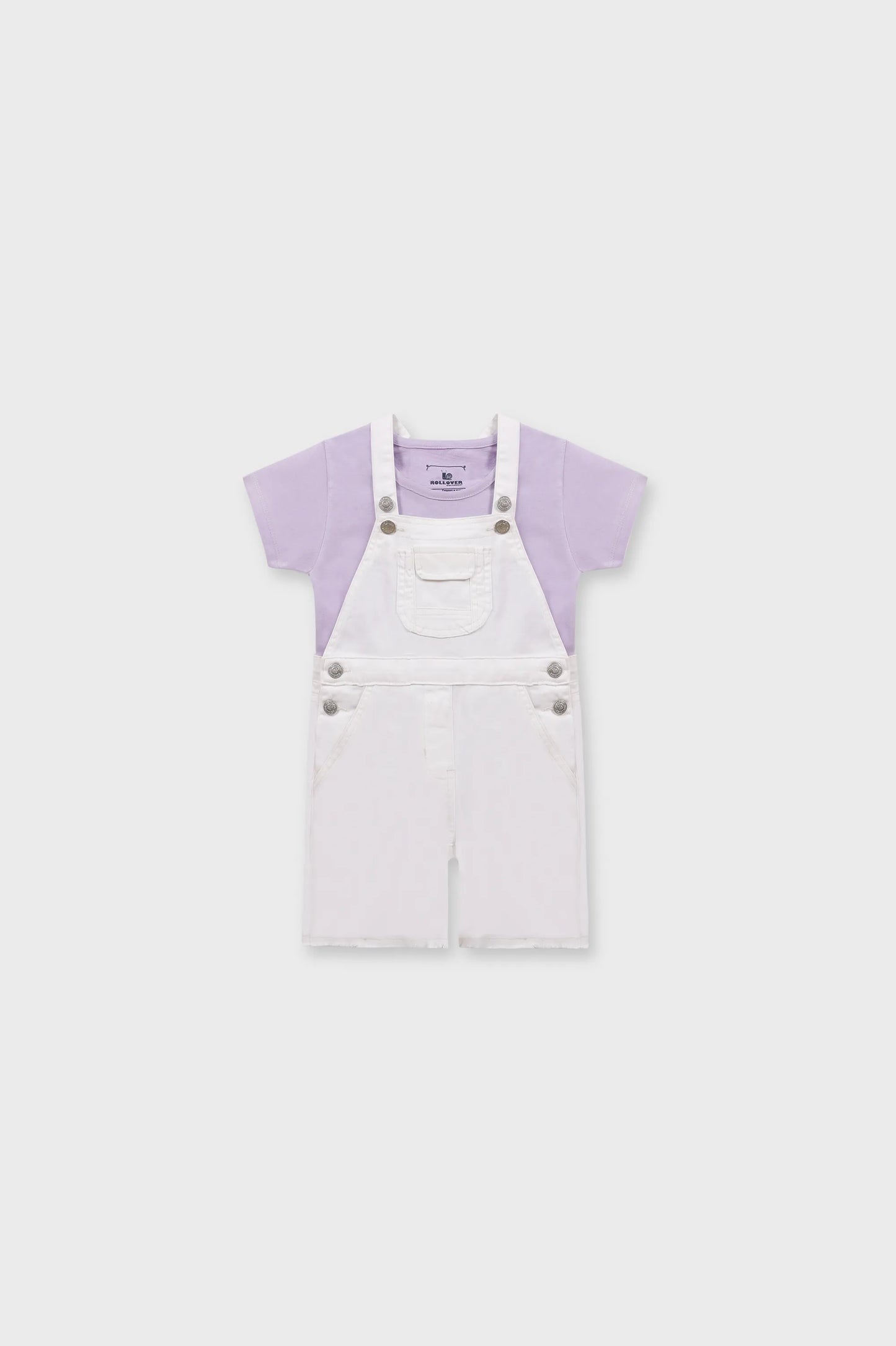 Girls Lilac and White Dungaree Set