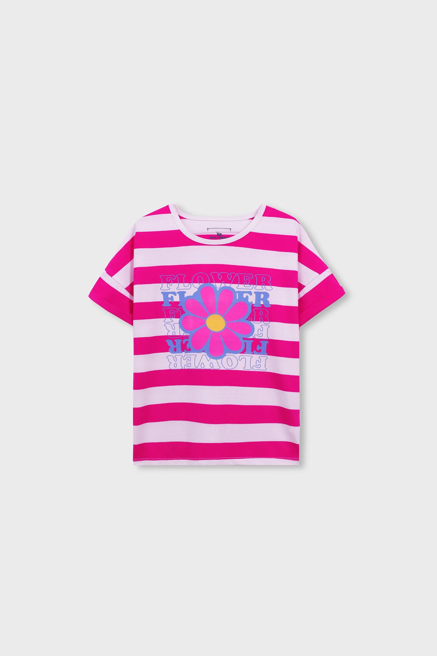 Pink Playful Striped Graphic Tee