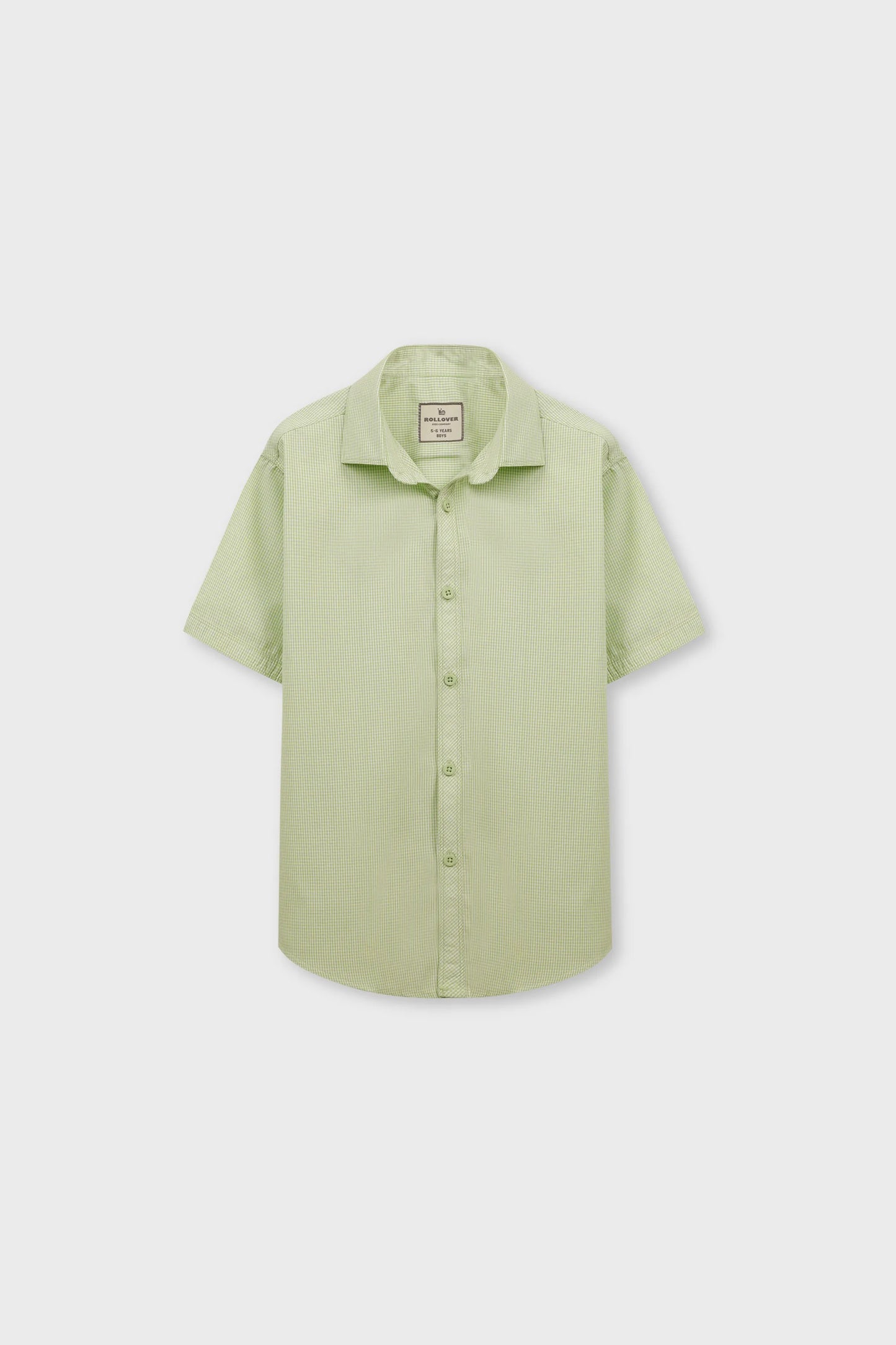 Boys Green Micro Checks Cotton Shirt