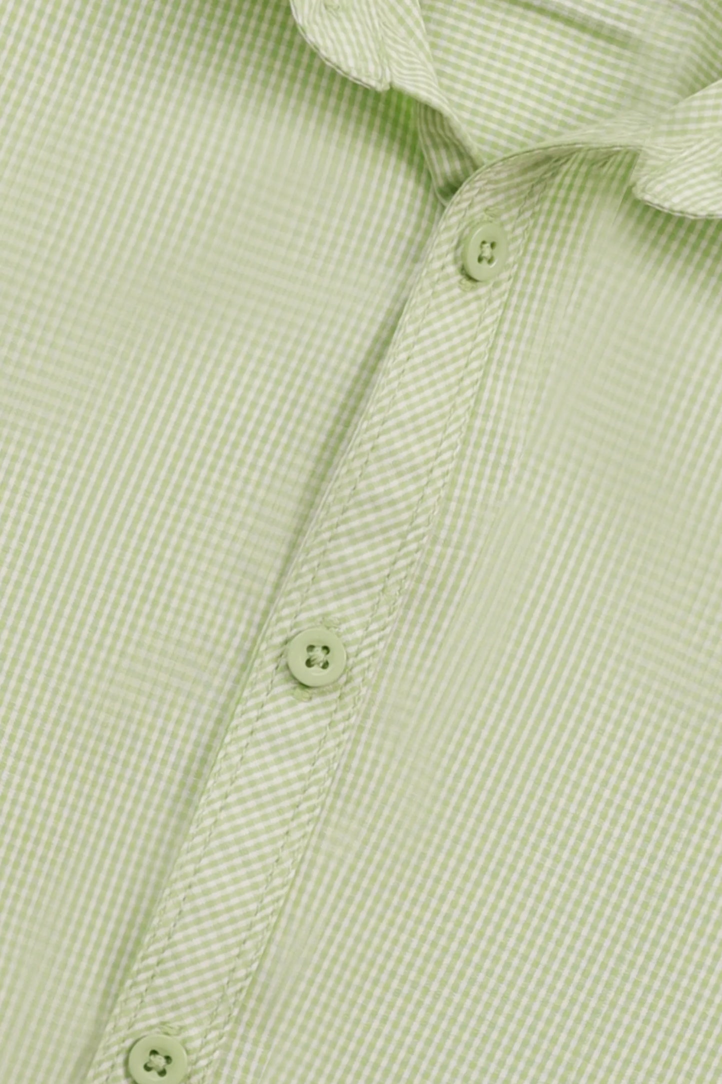 Boys Green Micro Checks Cotton Shirt