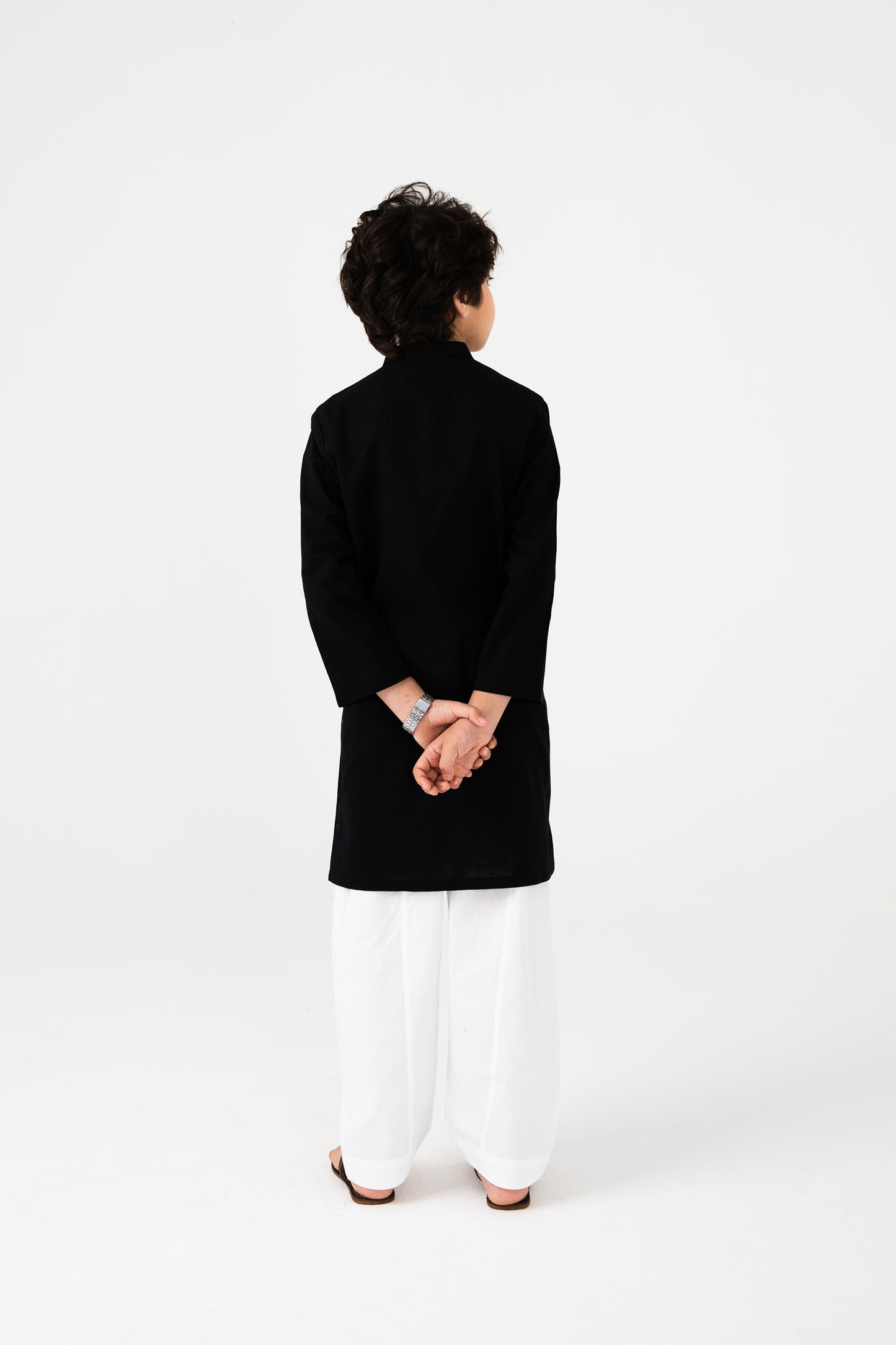 Boys Classic Black Cotton Kurta