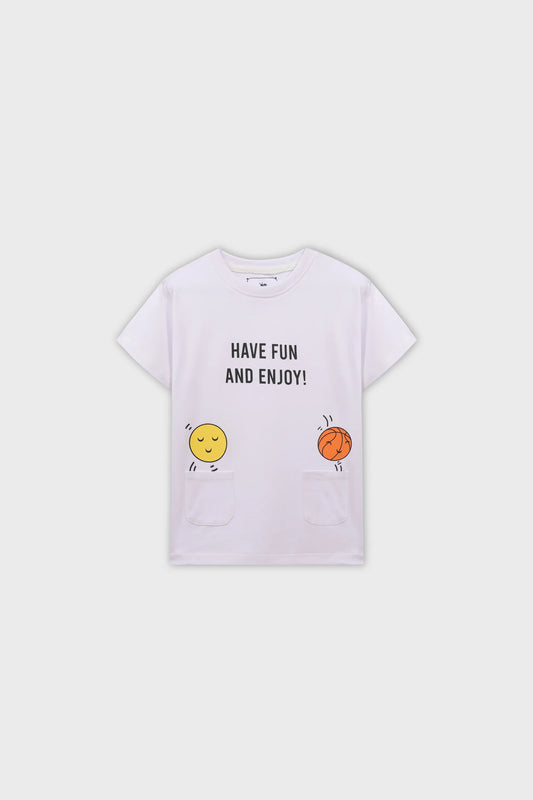 Boys White Fun Pockets Tee