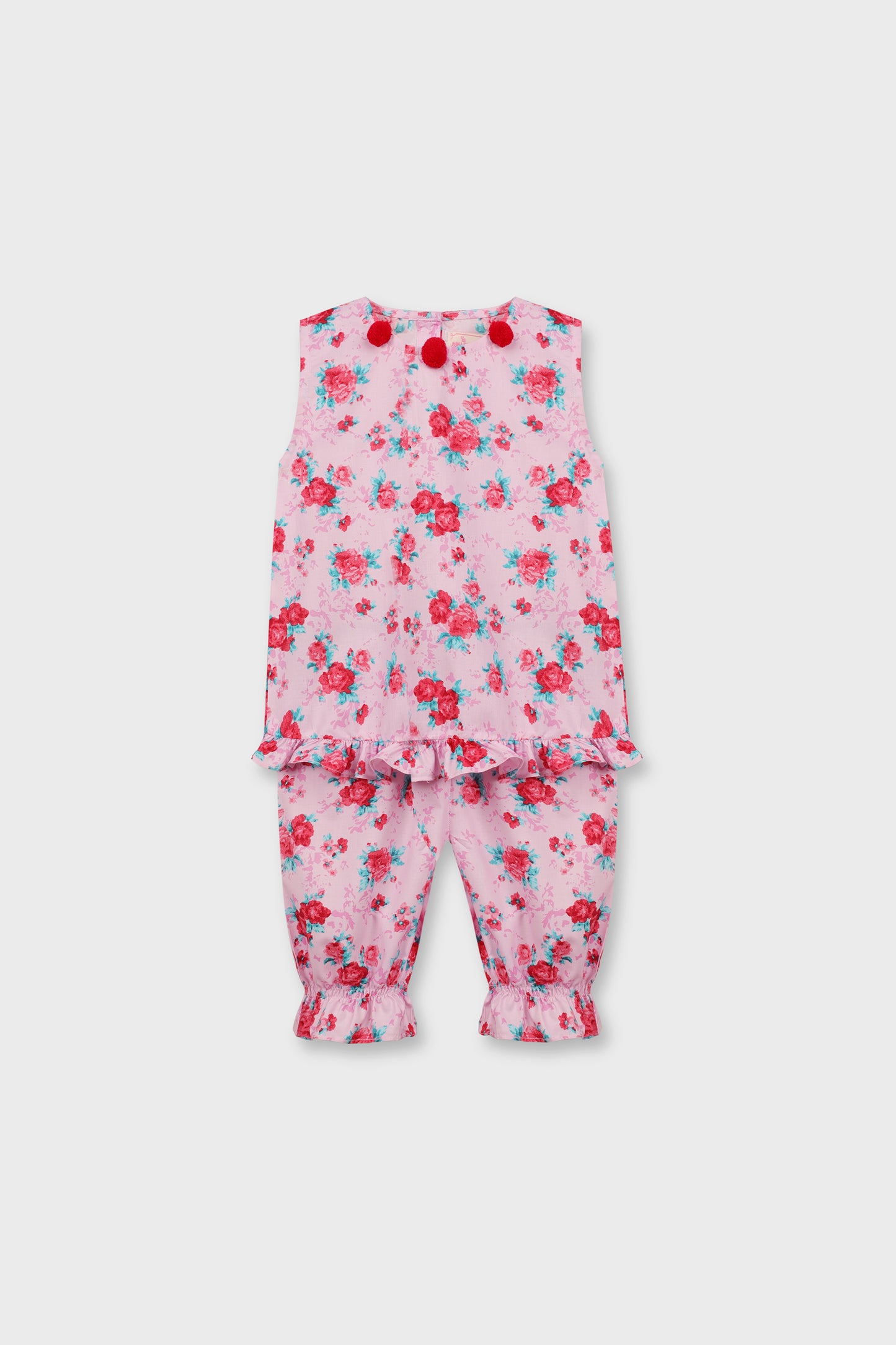 Girls Floral Pom-Pom Dress Set