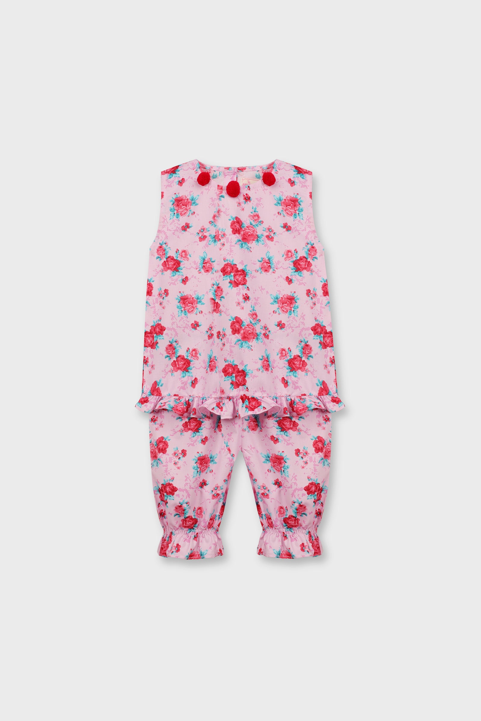 Girls Floral Pom-Pom Dress Set