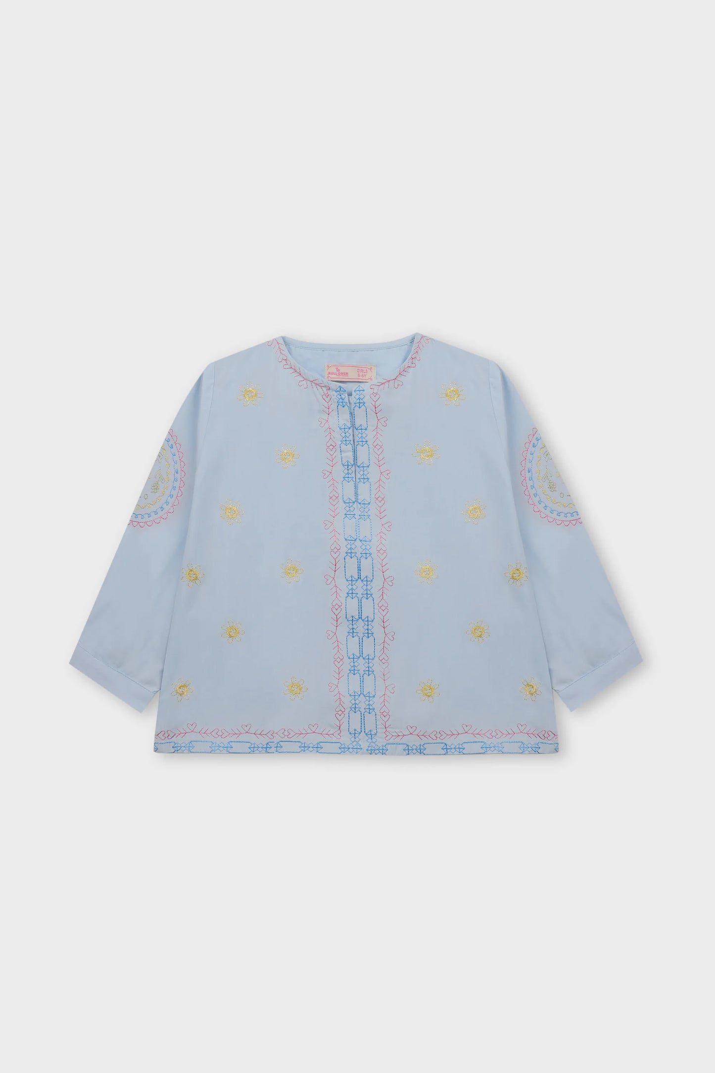 Sky Intricate Embroidered Cotton Top