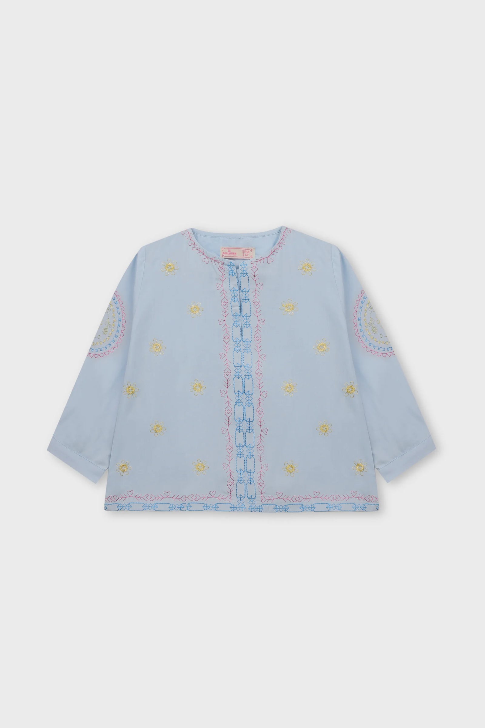 Sky Intricate Embroidered Cotton Top