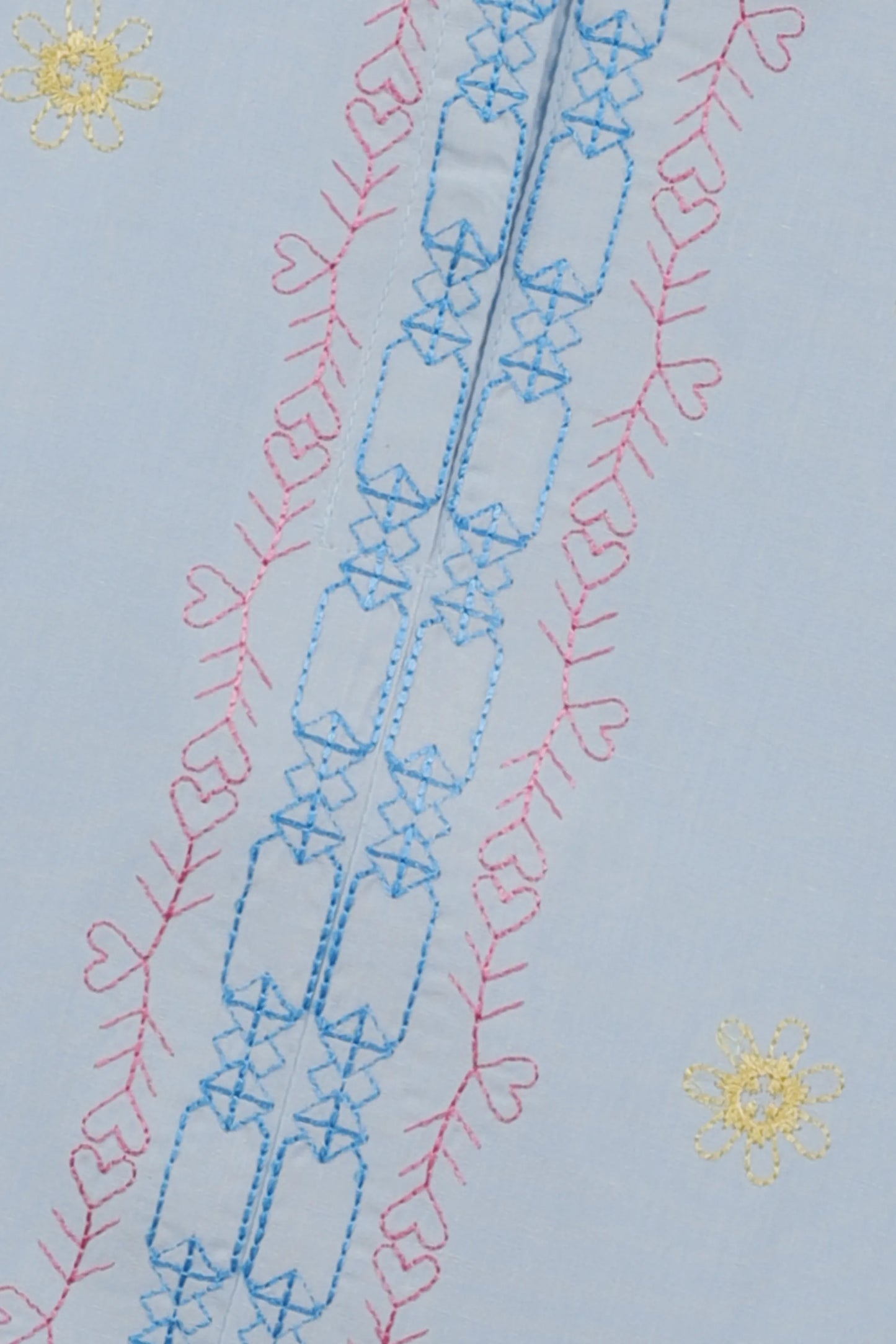 Sky Intricate Embroidered Cotton Top