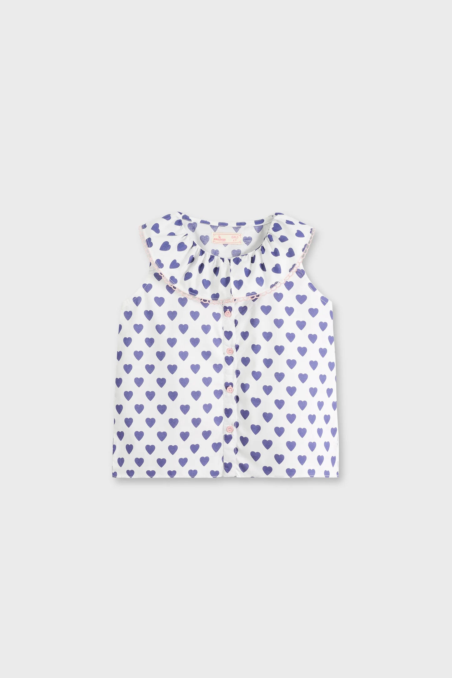White Heart Printed Button Top