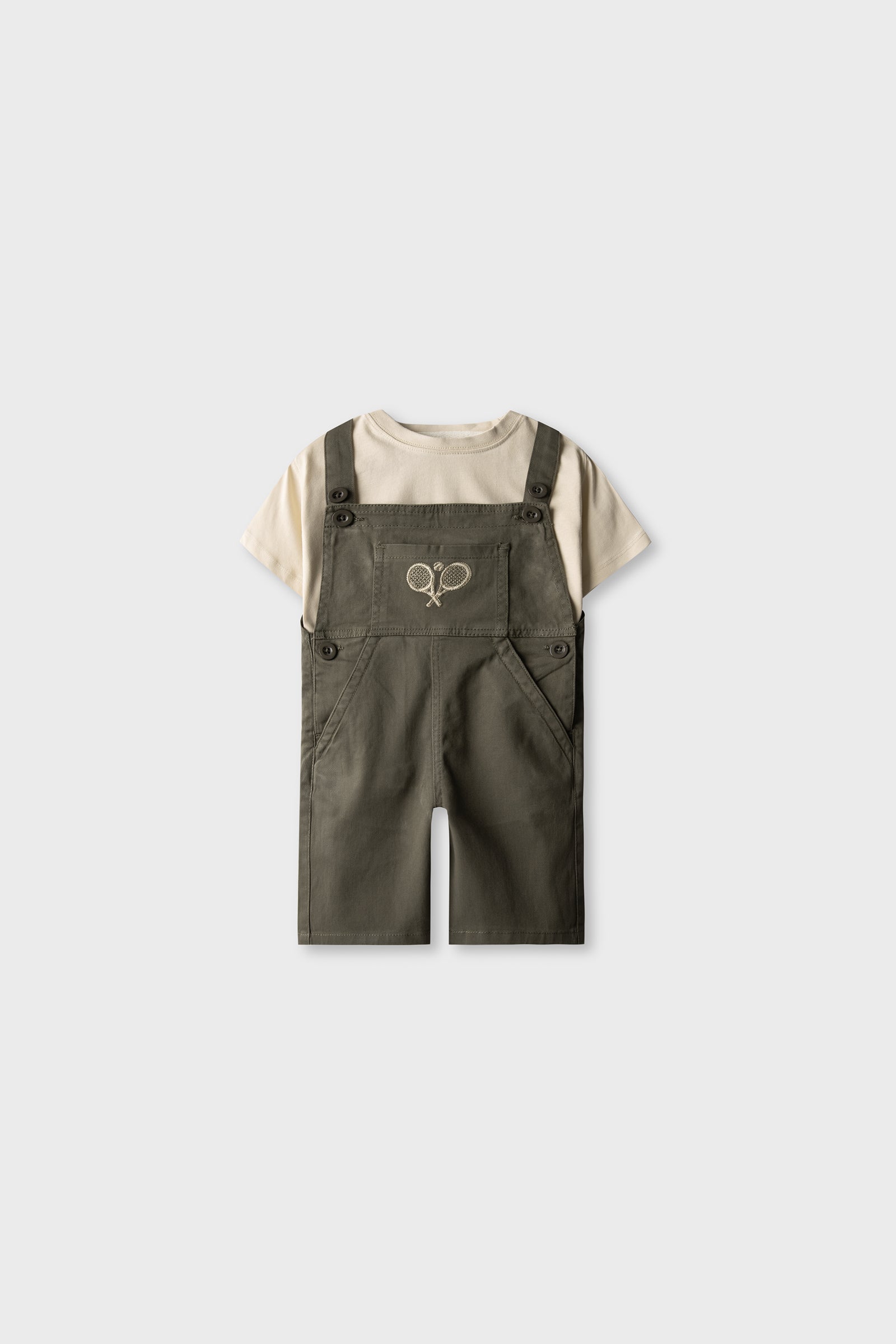 Boys Olive Yard Dungaree Set