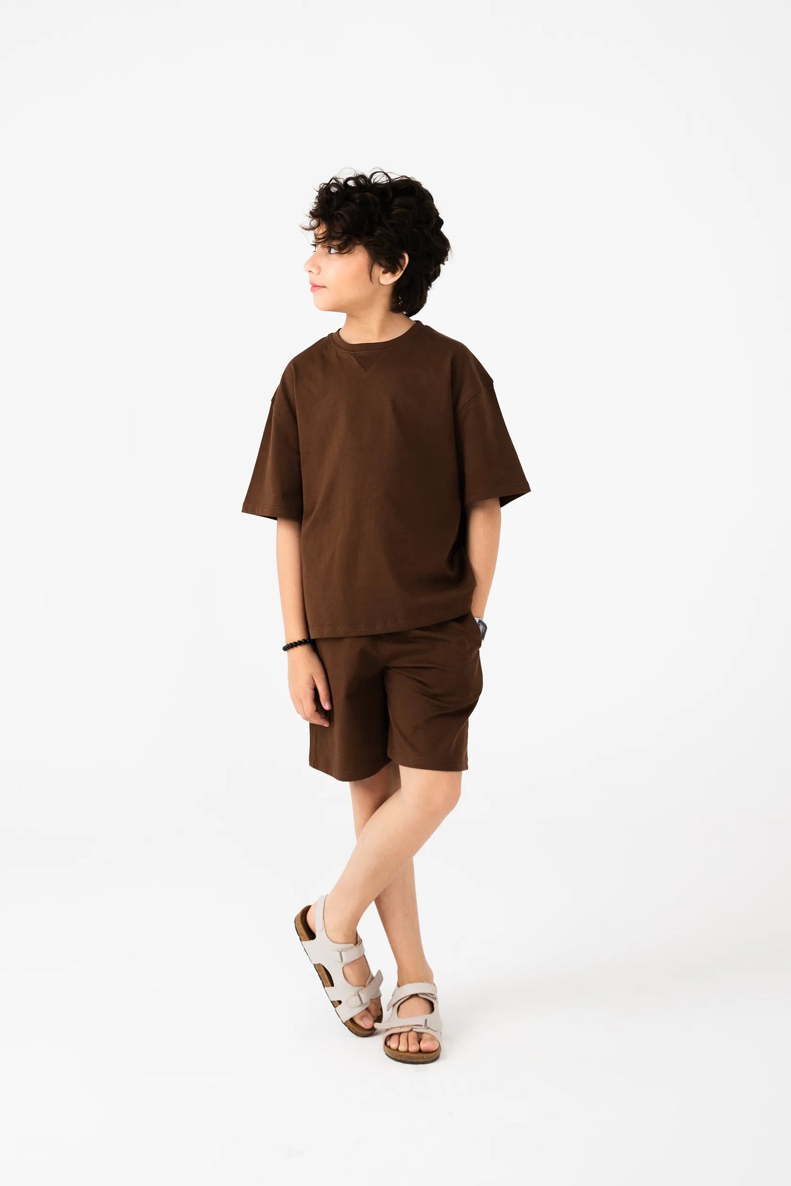 Boys Solid Brown Co-ord Set