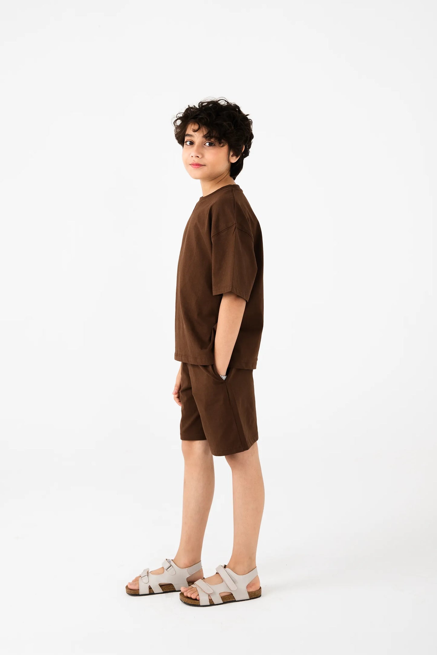 Boys Solid Brown Co-ord Set