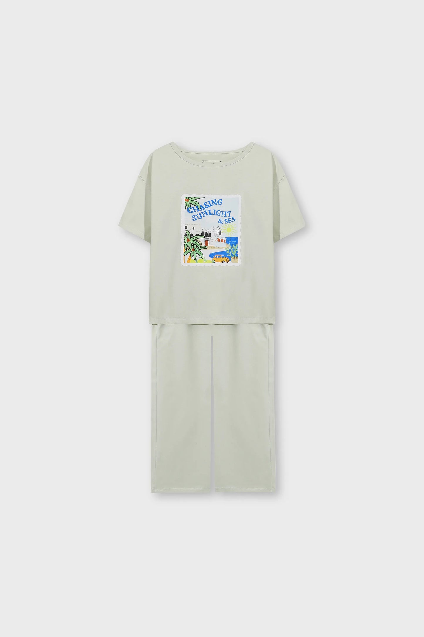 Girls Pistachio Postcard Co-Ord Set