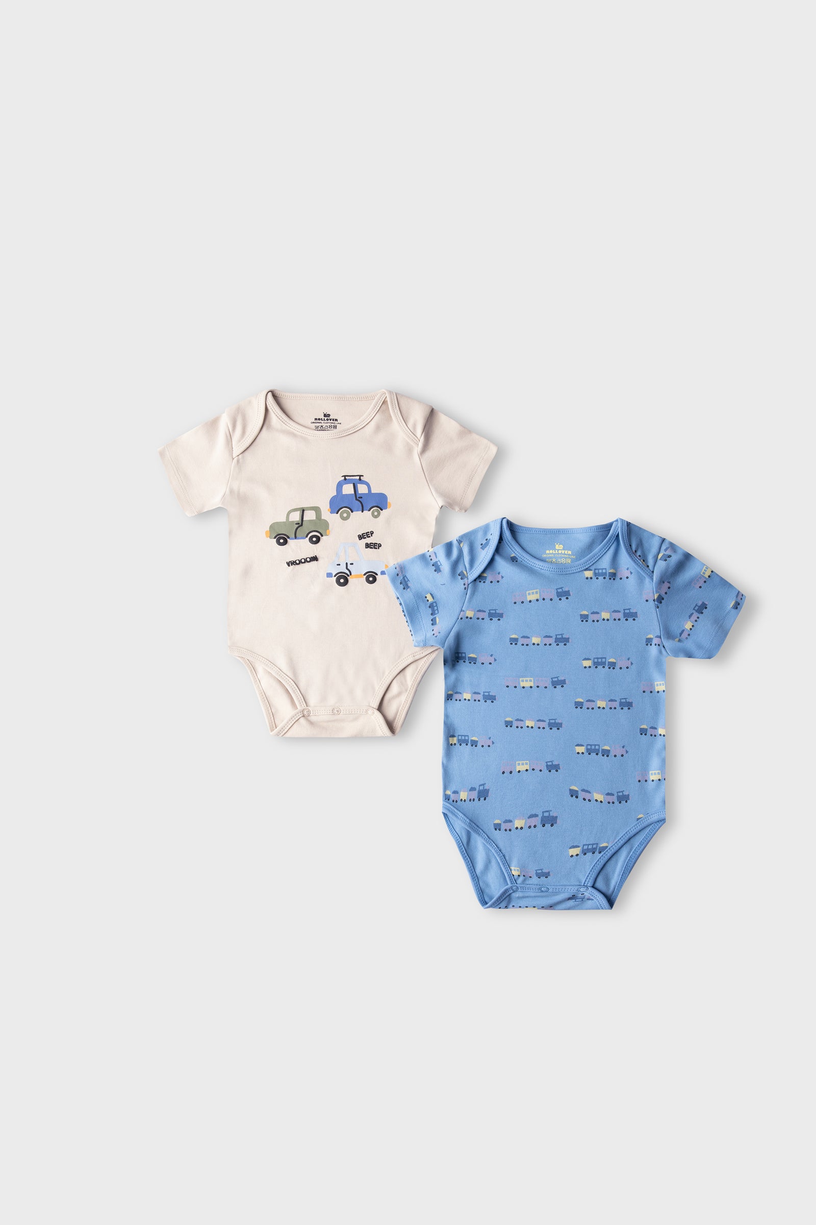Boys Wheels and Rails Bodysuit Set (Pack of 2)