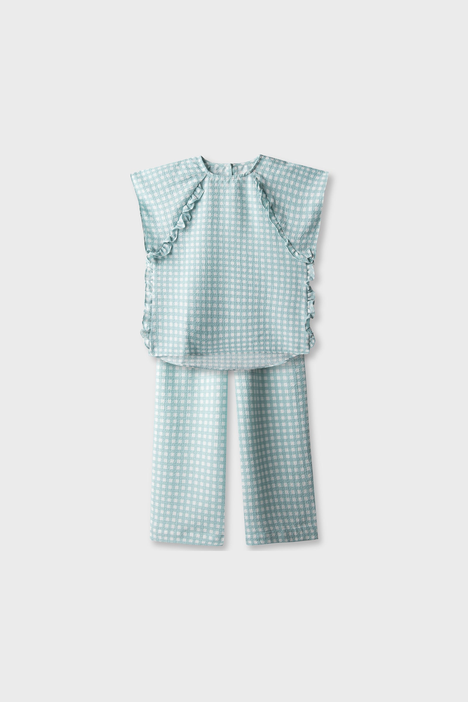 Green Whimsy Checkered Cotton Co-ord